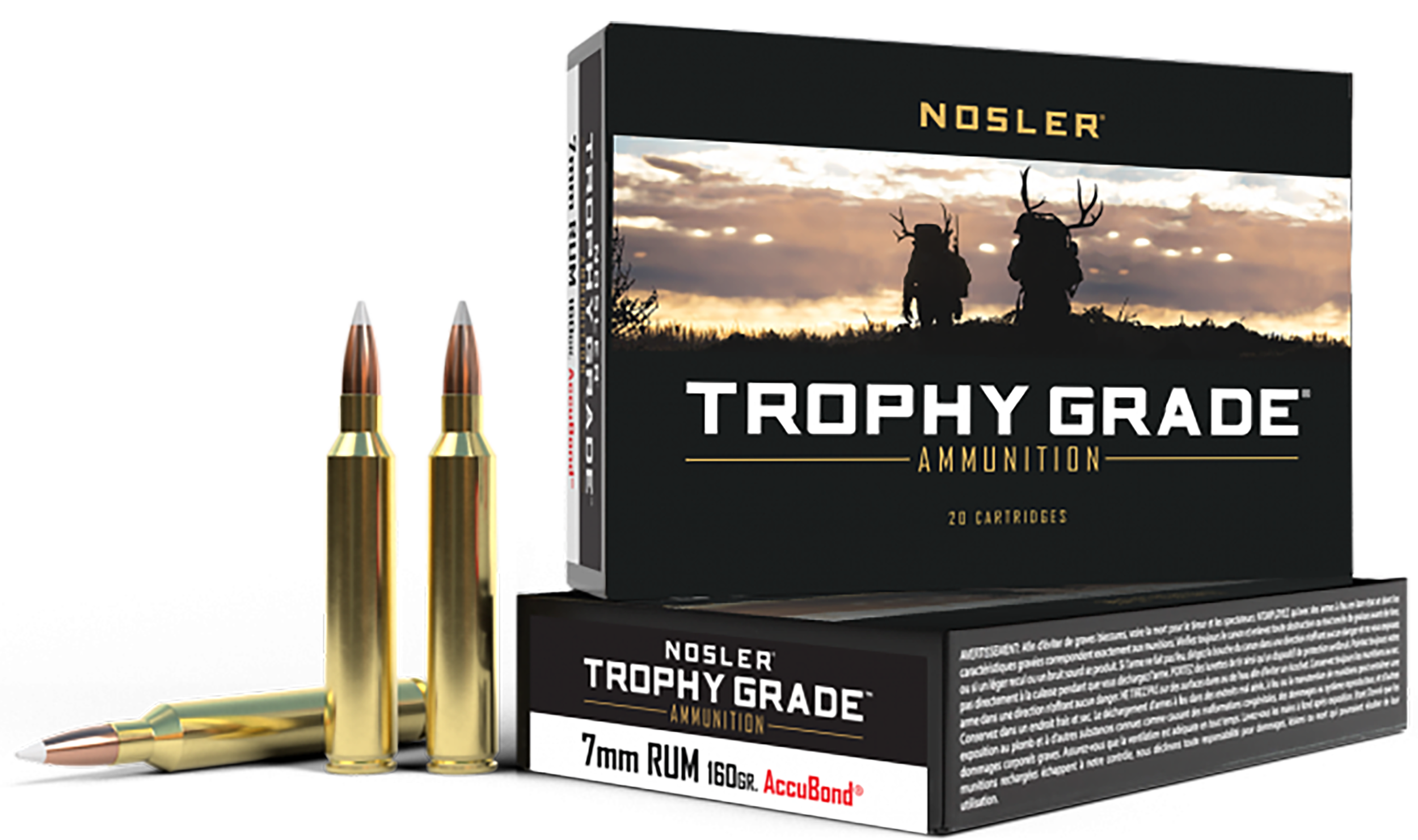 Nosler Trophy Grade Ammunition 7mm Remington Ultra Magnum 160 Grain AccuBond 20RD