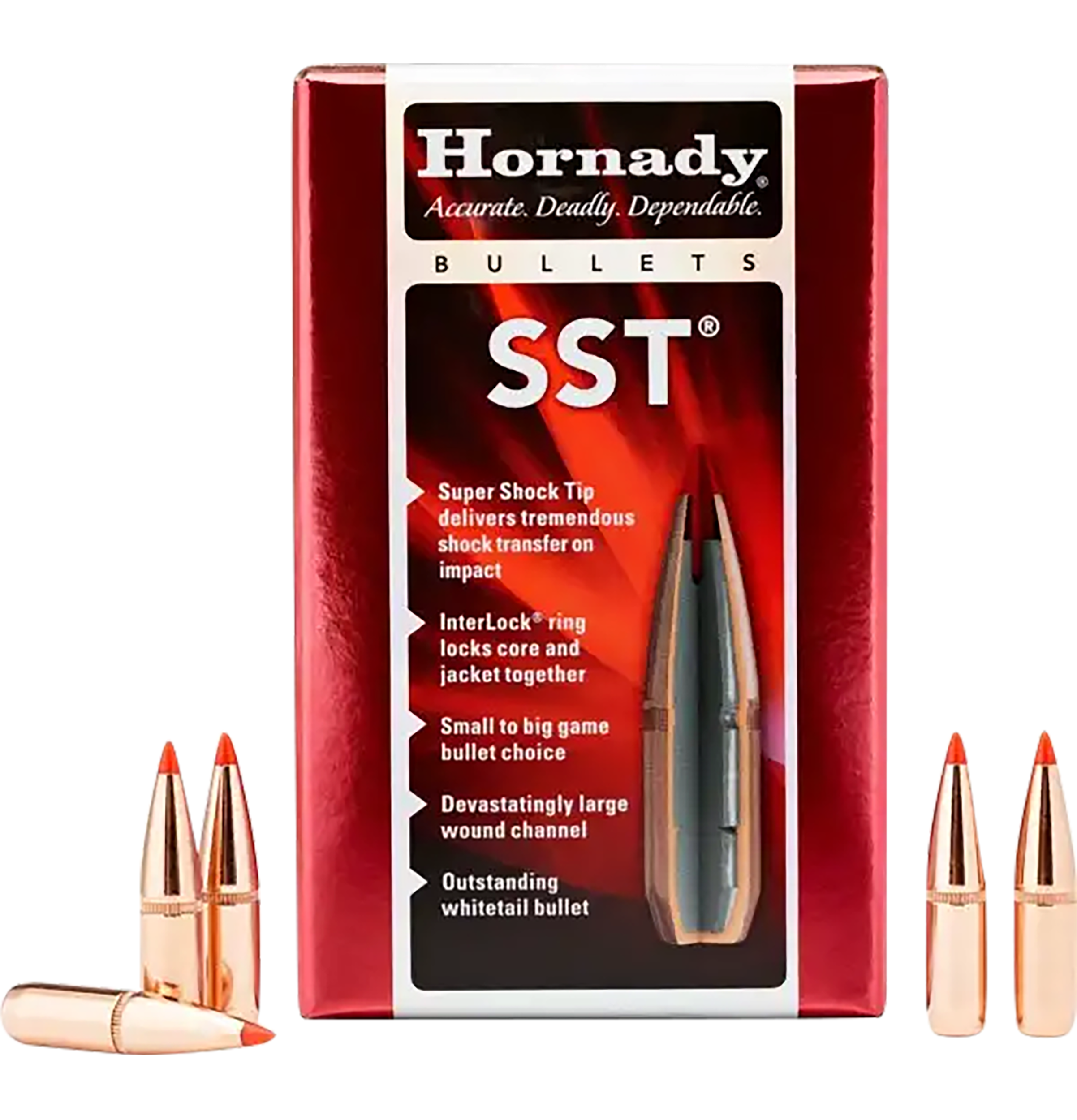 Hornady SST Bullets 264 Caliber, 6.5mm (264 Diameter) 123 Grain InterLock Polymer Tip Spitzer Boat Tail Box of 100