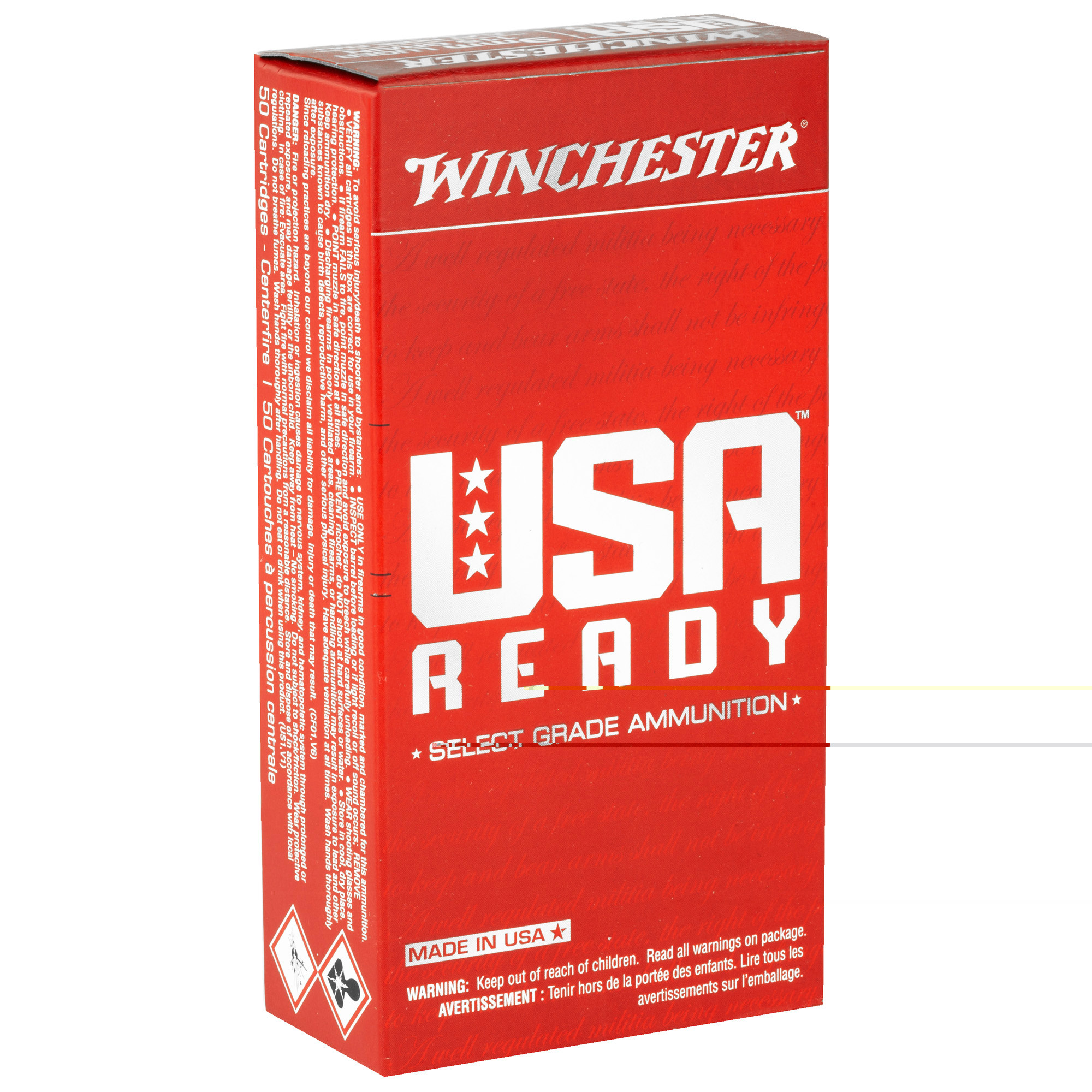 Winchester Ammo RED9 USA Ready 9mm Luger 115 gr Full Metal Jacket Flat Nose (FMJFN) 50rd Bx