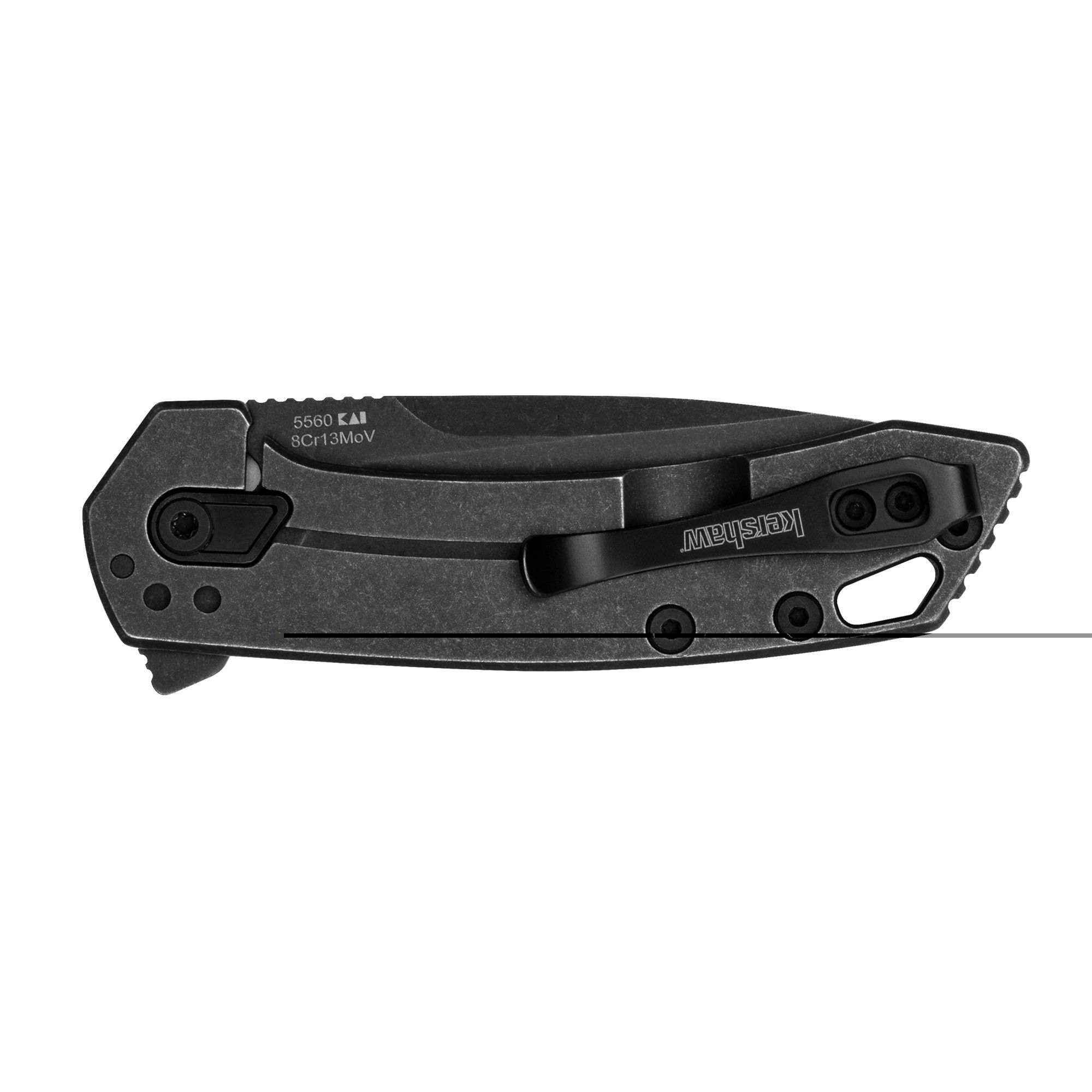 KershawRadar2.90" Folding Drop Point Plain Black Oxide Blackwash 8Cr13MoV SS Blade & Stainless Steel Handle Includes Pocket Clip