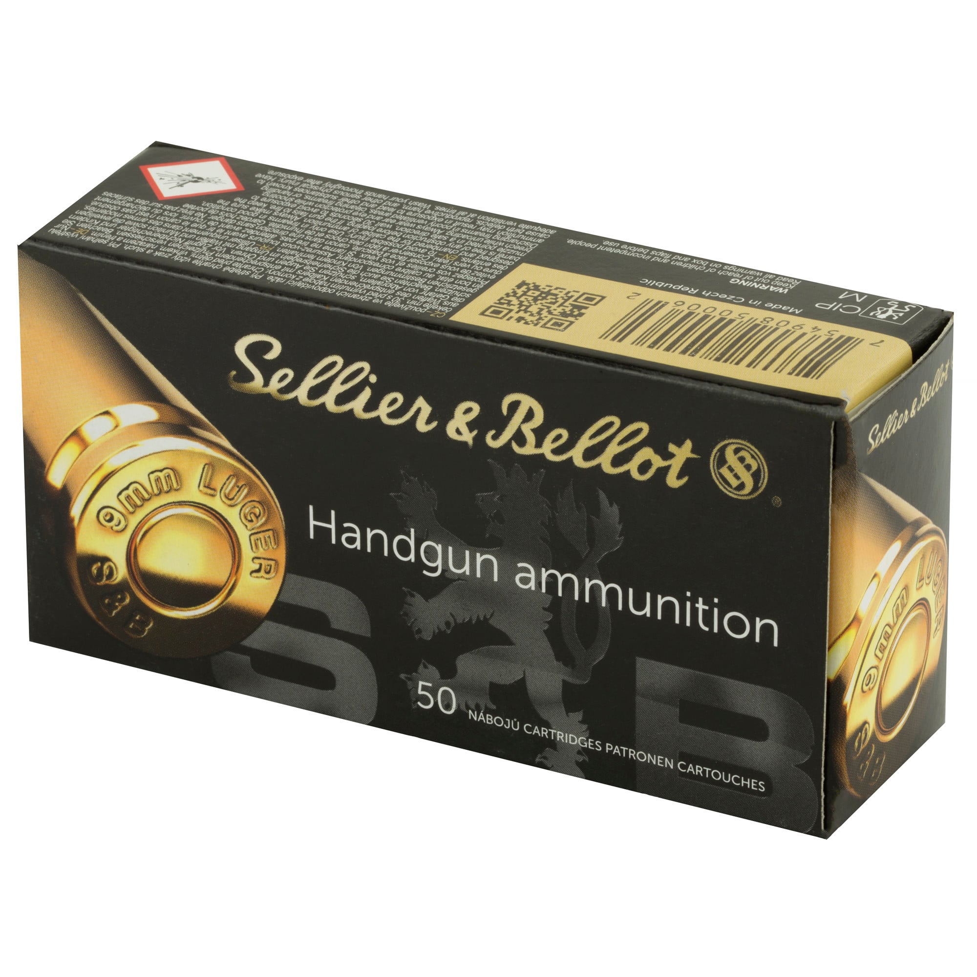 Sellier & Bellot SB9C Handgun Defense 9mm Luger 115 gr Jacketed Hollow Point (JHP) 50rd Bx