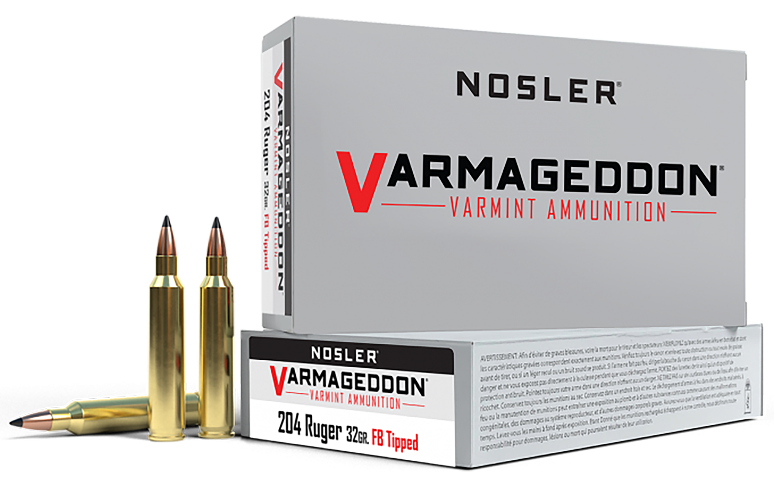 Nosler Varmageddon Ammunition 204 Ruger 32 Grain Tipped Flat Base 20RD