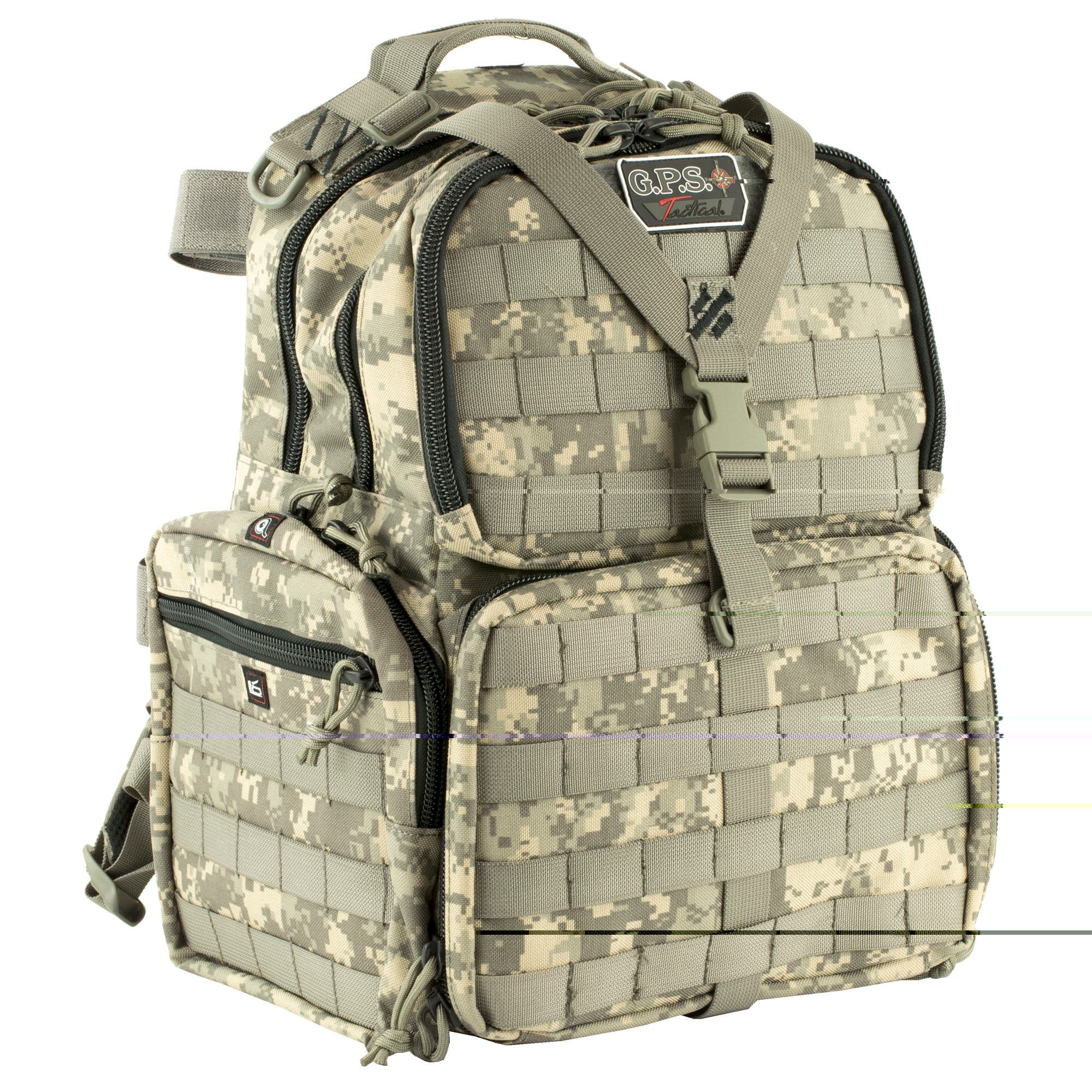 GPS Bags T1612BPD Tactical Backpack Fall Digital 1000D Polyester with Removable Pistol Storage, Visual ID Storage System & Lockable Zippers Holds 3 Handguns, Ammo & Accessories