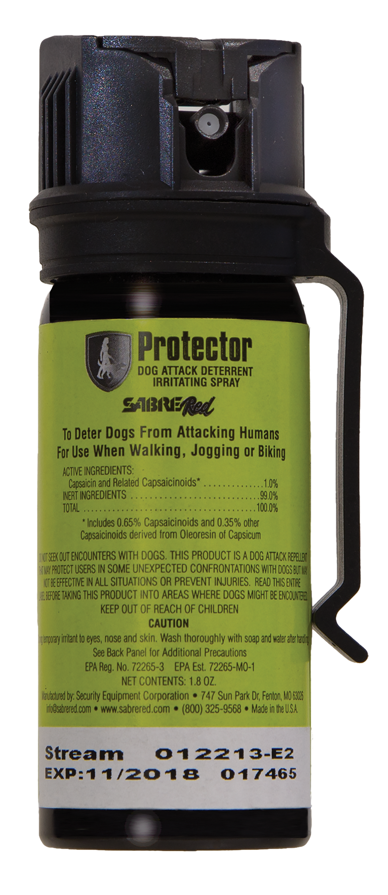 Sabre SRPMK3 Dog SprayCapsaicin Range 15 ft 1.80 oz Includes Belt Clip