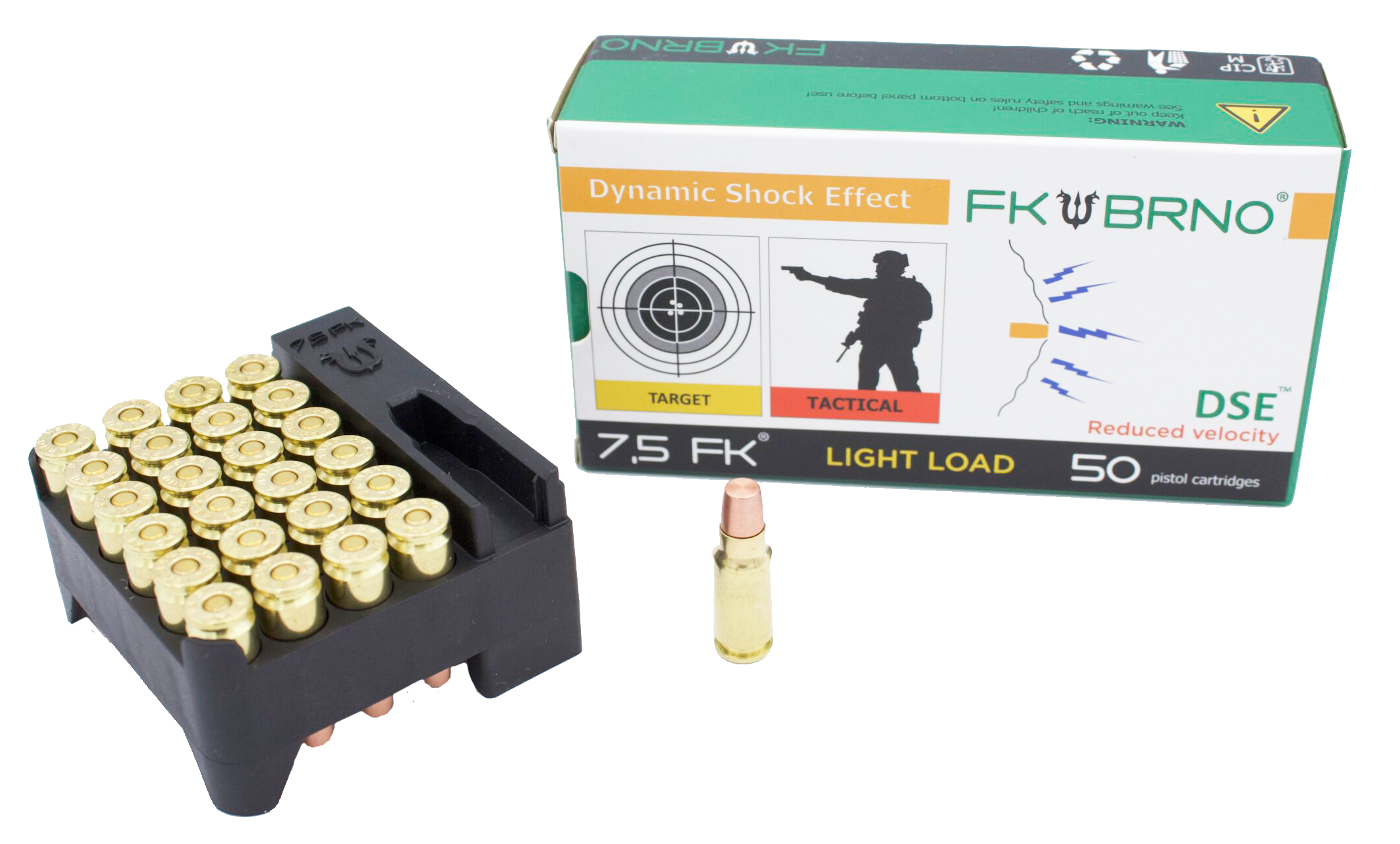 FK BRNO F9 Ammunition 7.5 FK 101 Grain Solid Copper Flat Nose Lead-Free Box of 50