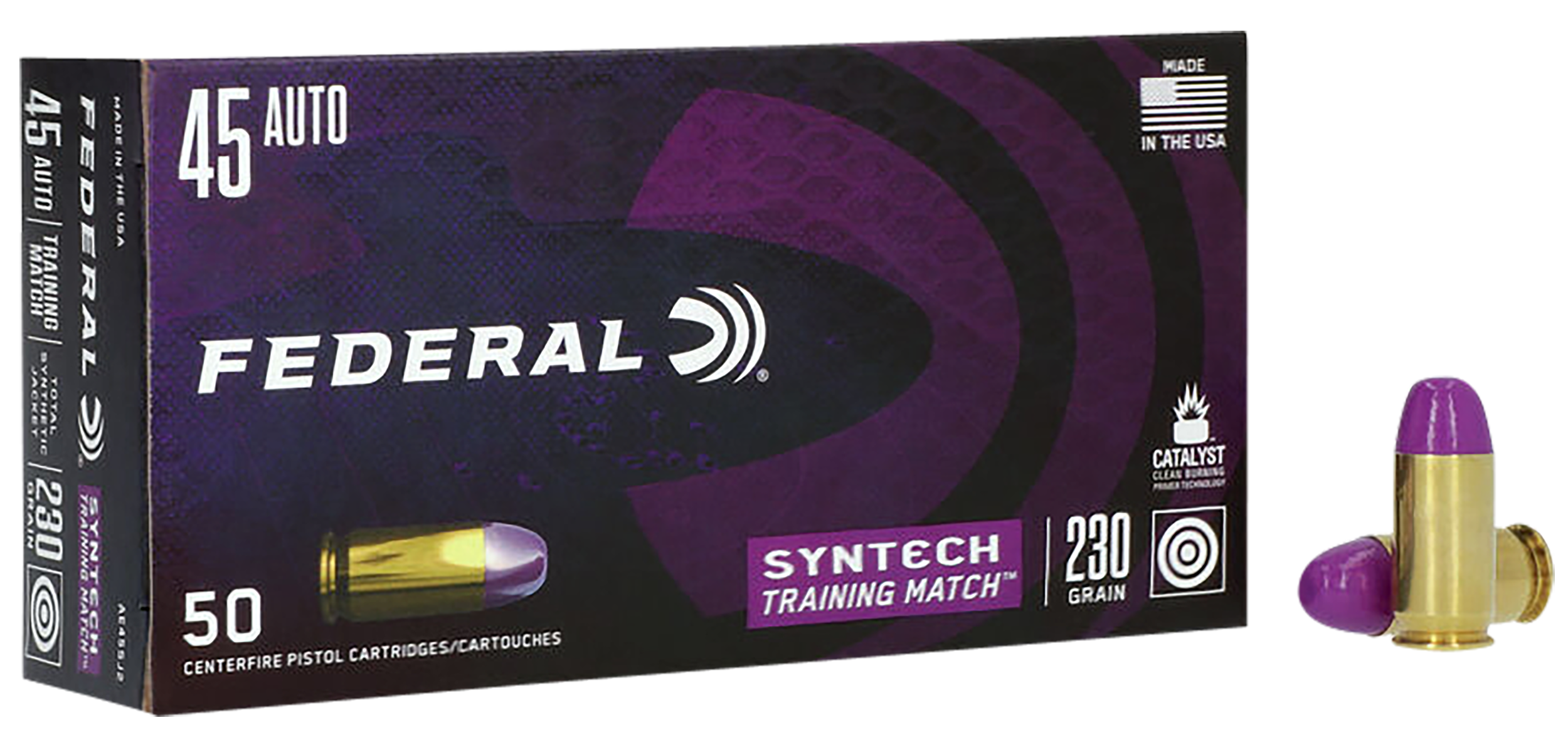 Federal Syntech Training Match Ammunition 45 ACP 230 Grain Total Synthetic Jacket Box of 50