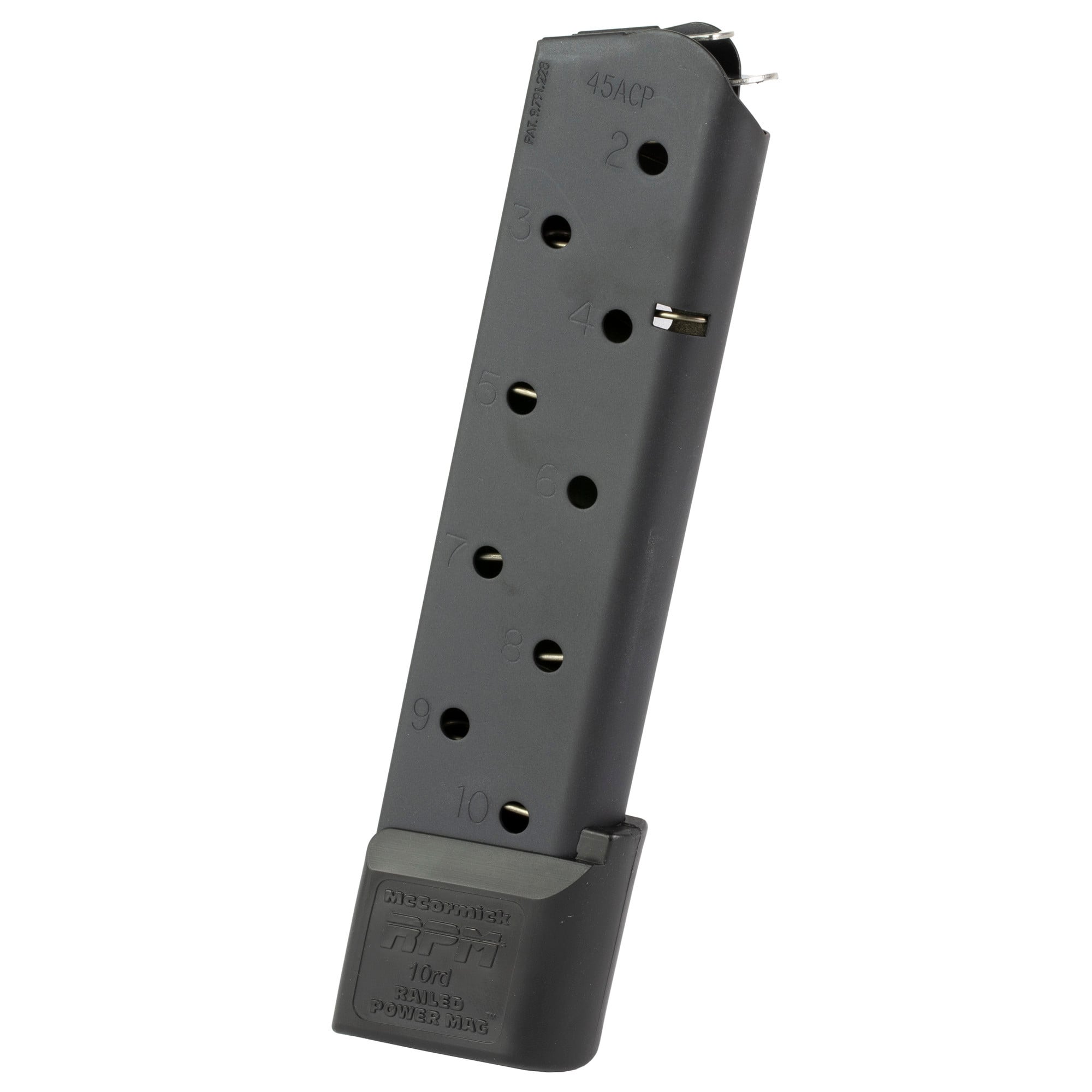 CMC Products MRPM45FS10B Railed Power MagBlack Detachable 10rd 45 ACP for 1911 Government