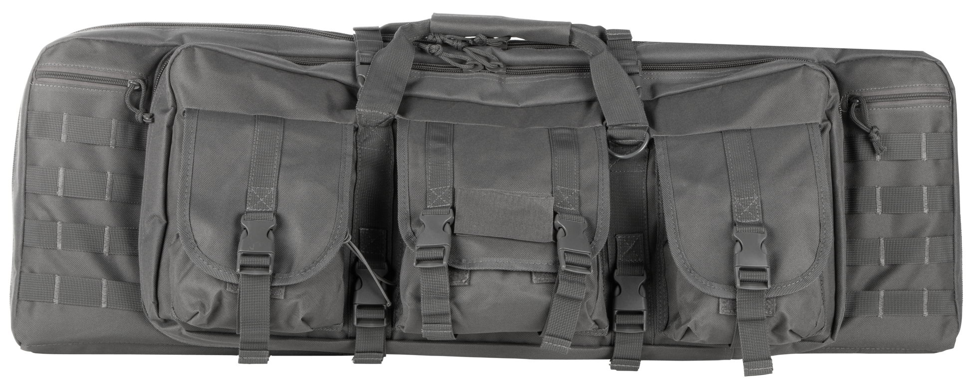NcStar CVDC2946U36 VISM Double Carbine Case Urban Gray PVC Nylon with Foam Padding, Lockable Zippers, Pockets & MOLLE Webbing36" L x 13" H Interior Dimensions