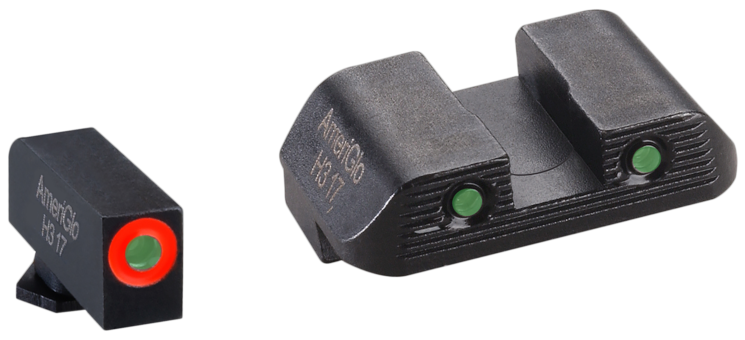 AmeriGlo GL823 Trooper Sight Set for GlockBlack | Green Tritium with Orange Outline Front Sight Green Tritium with Black Outline Rear Sight