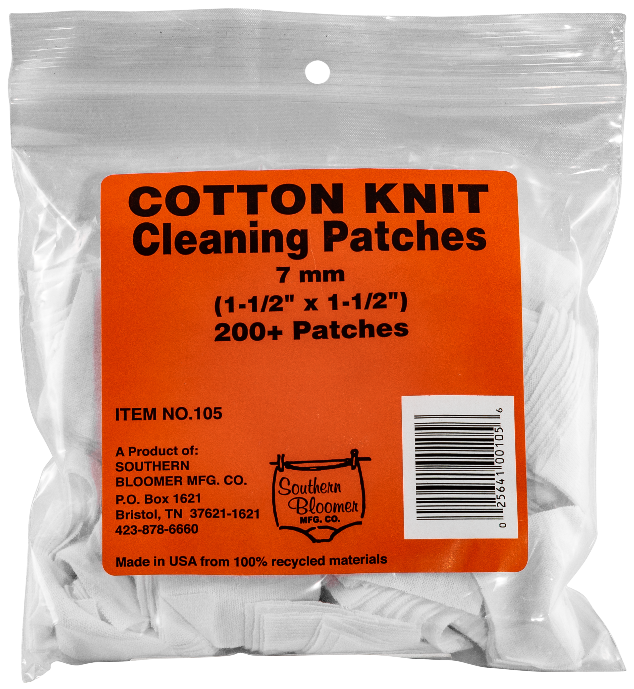 Southern Bloomer 105 Cleaning Patches7mm Cotton 200 Per Pack