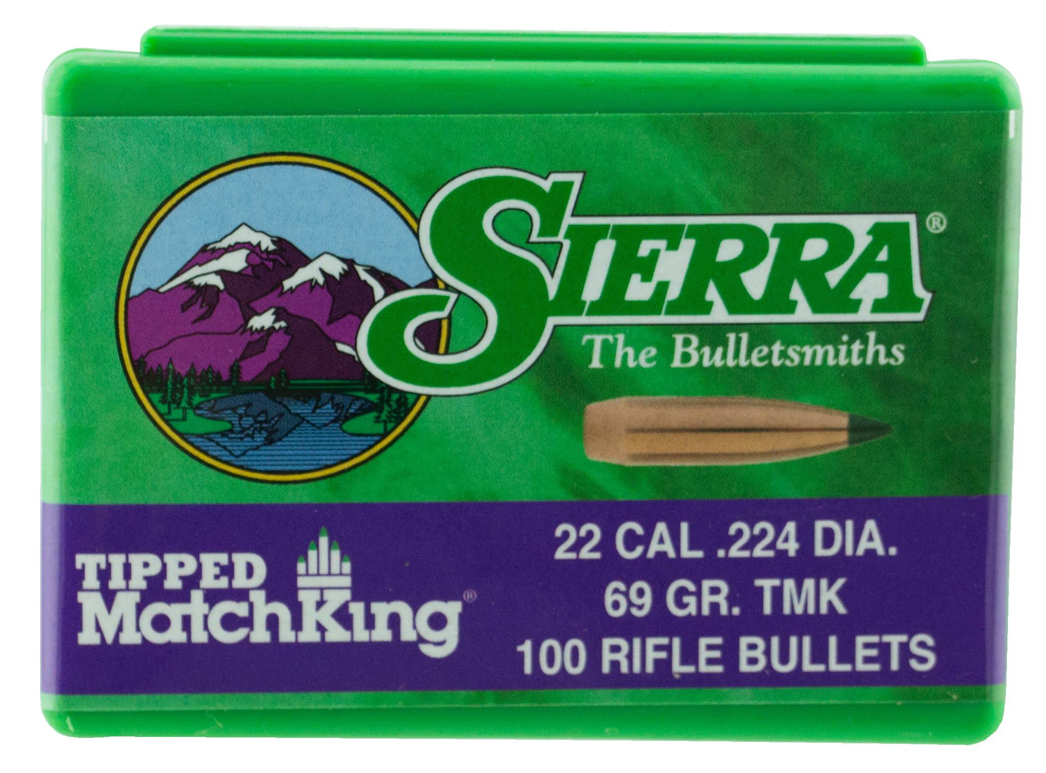 Sierra Tipped MatchKing (TMK) Bullets 22 Caliber (224 Diameter) 69 Grain Polymer Tip Boat Tail