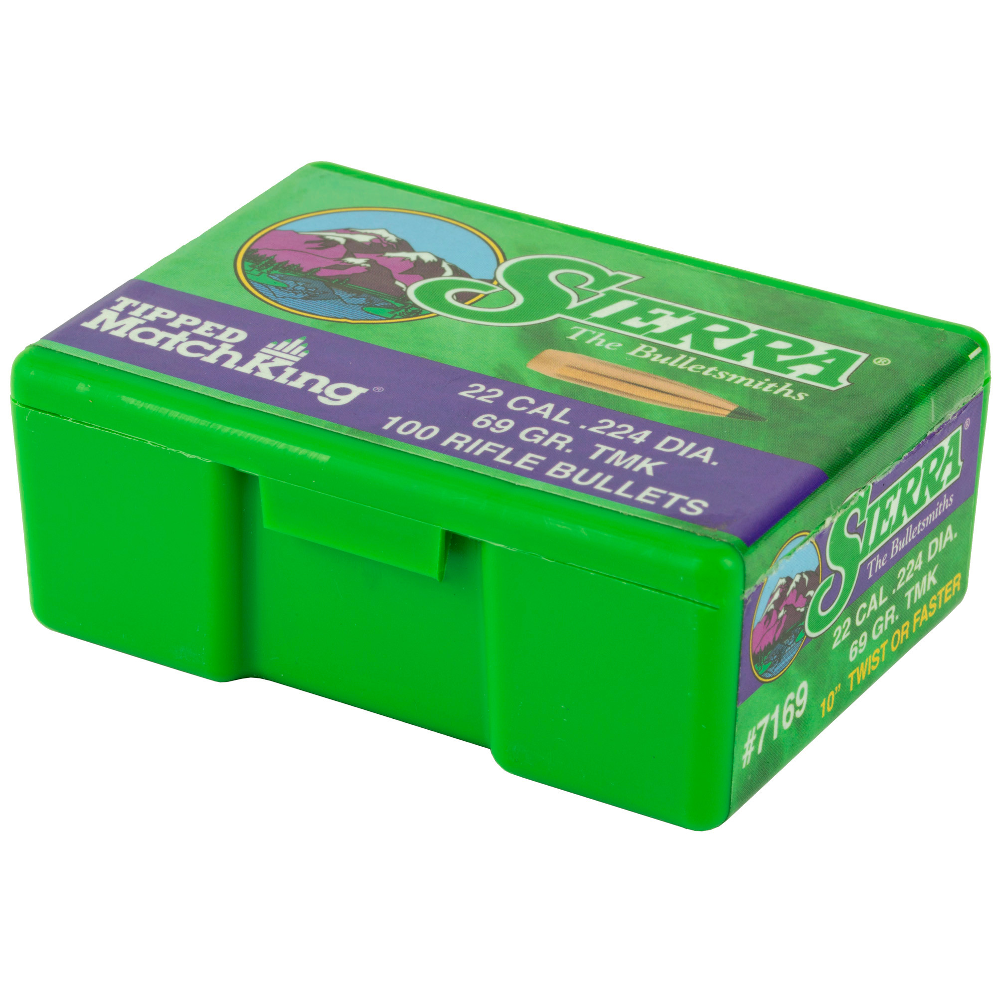 Sierra Tipped MatchKing (TMK) Bullets 22 Caliber (224 Diameter) 69 Grain Polymer Tip Boat Tail