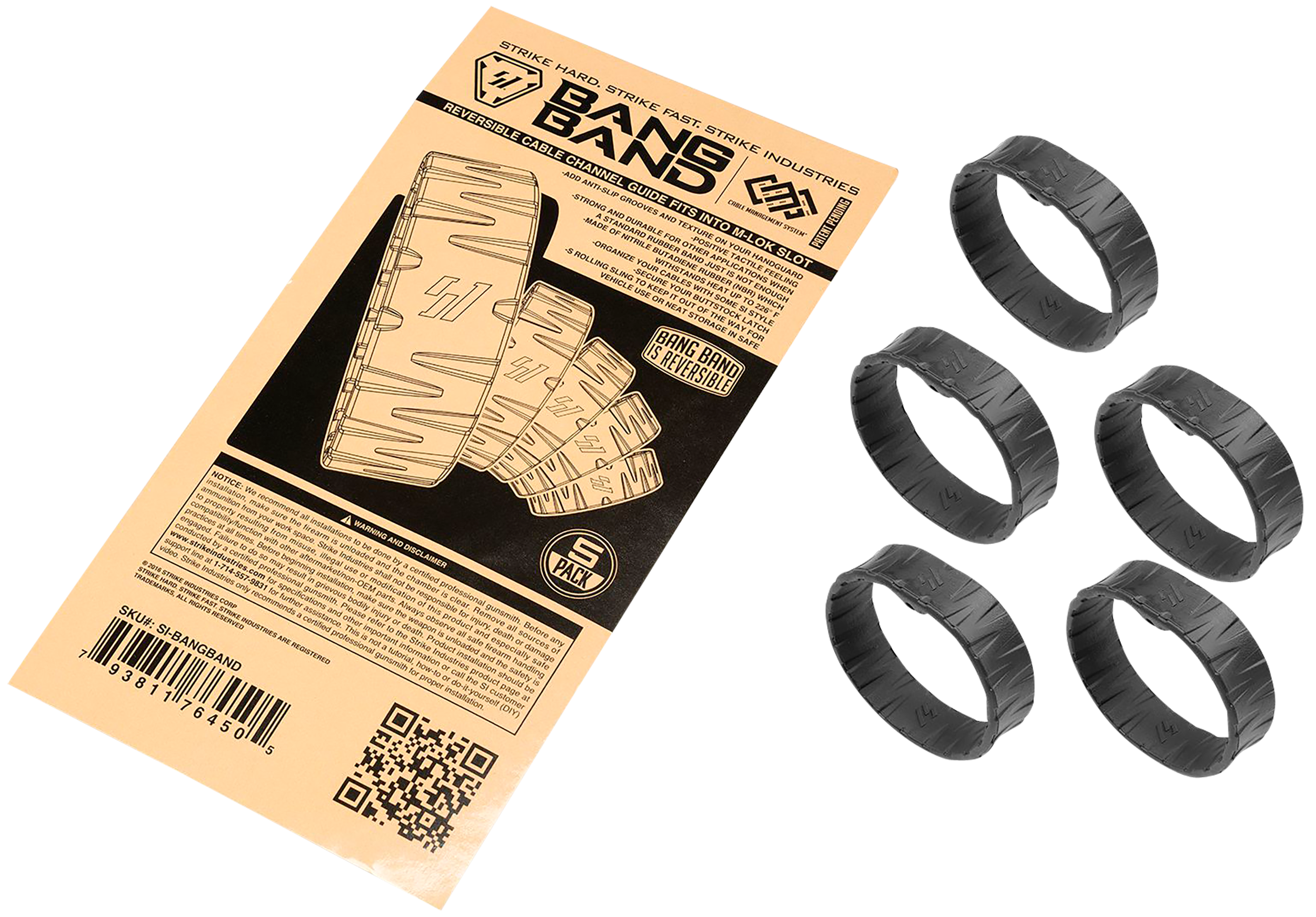Strike Industries BANGBAND Bang BandMade of Black Rubber 5 Pack