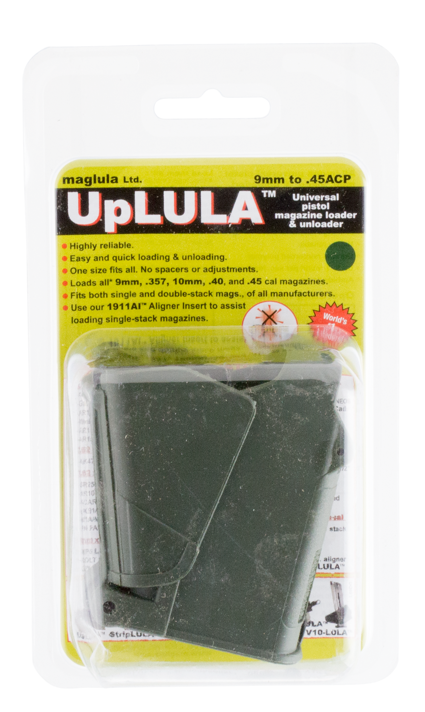Maglula UP60DG UpLULA Loader & Unloader Double Stack Single Stack Dark Green Polymer 9mm Luger/45 ACP Pistols
