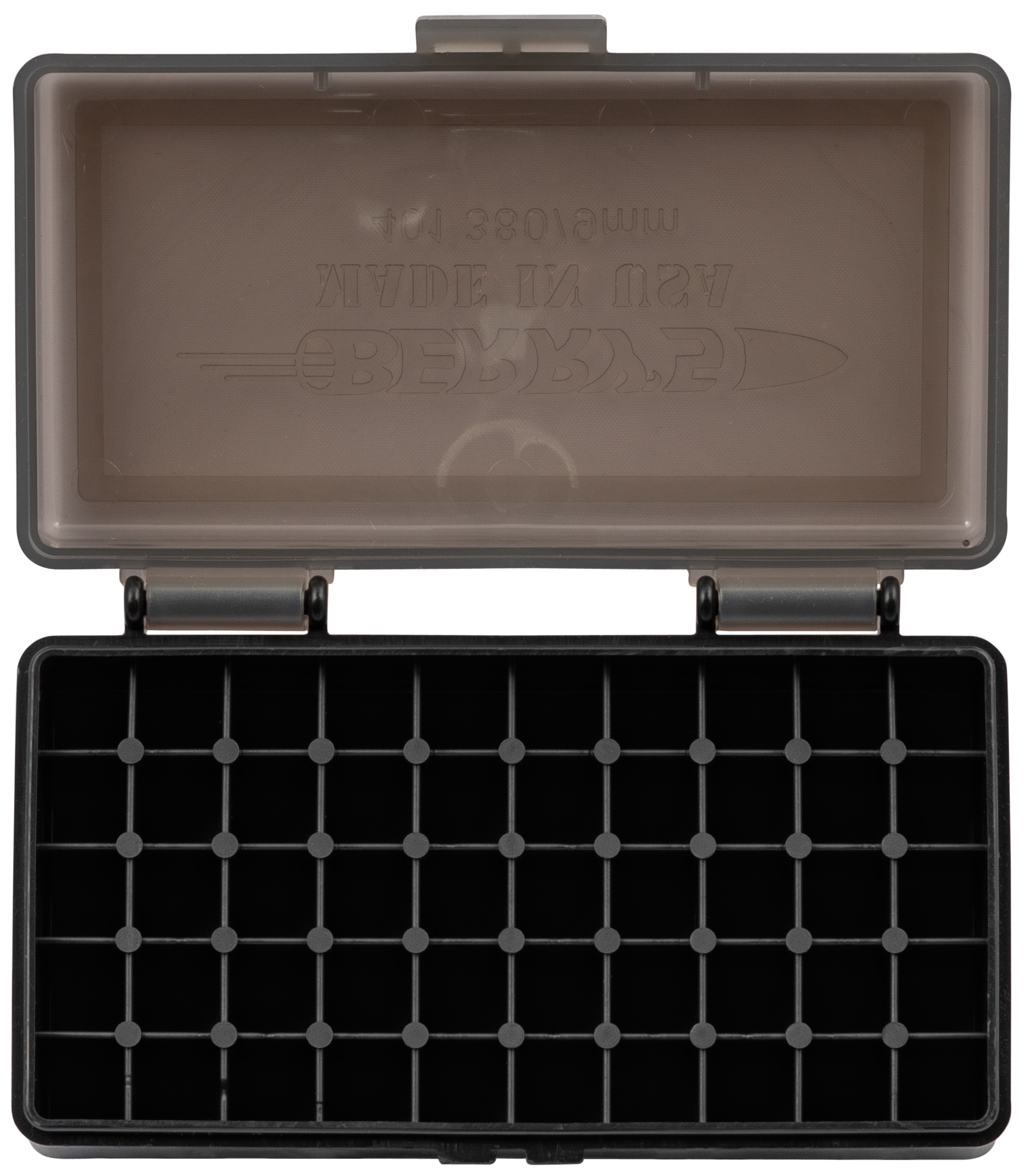 Berrys 19642 401 Ammo Box 9mm Luger,380 ACP 50rd Smoke Lid w/Black Bottom