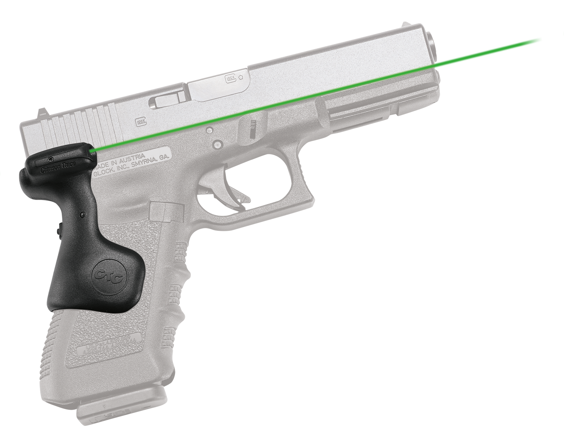 Crimson Trace LG637G LasergripsBlack Green Laser 5mW 633nM Wavelength Compatible w/ Glock Gen3-5 Handgun Grip Mount