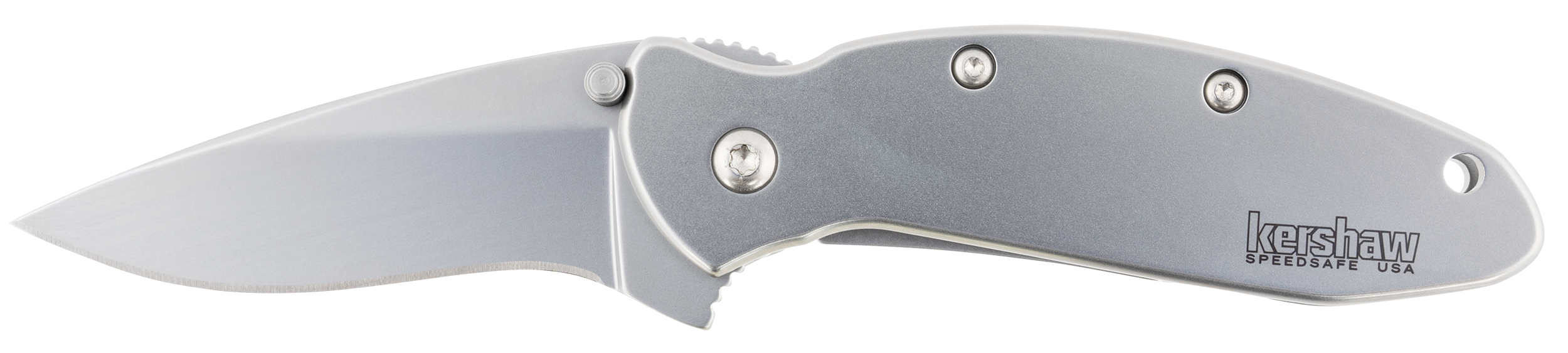 Kershaw 1620FL Scallion2.40" Folding Drop Point Plain Bead Blasted 420HC SS Blade/Bead Blasted 410 Stainless Steel Handle Includes Pocket Clip