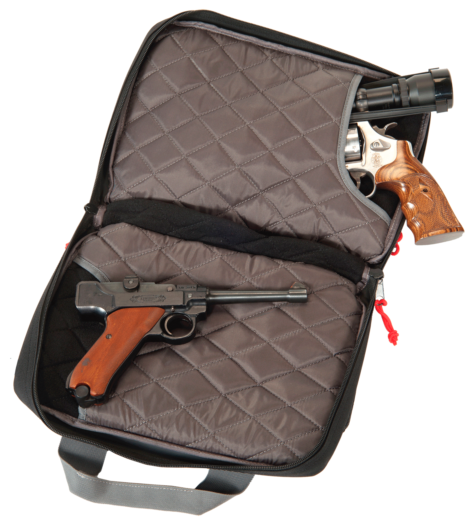 GPS Bags 1310PC QuadBlack Nylon with Visual ID Storage System, Mag Storage Pockets, Lockable Zippers & Side Pockets Holds UP To 4 Handguns Includes Ammo Dump Cup