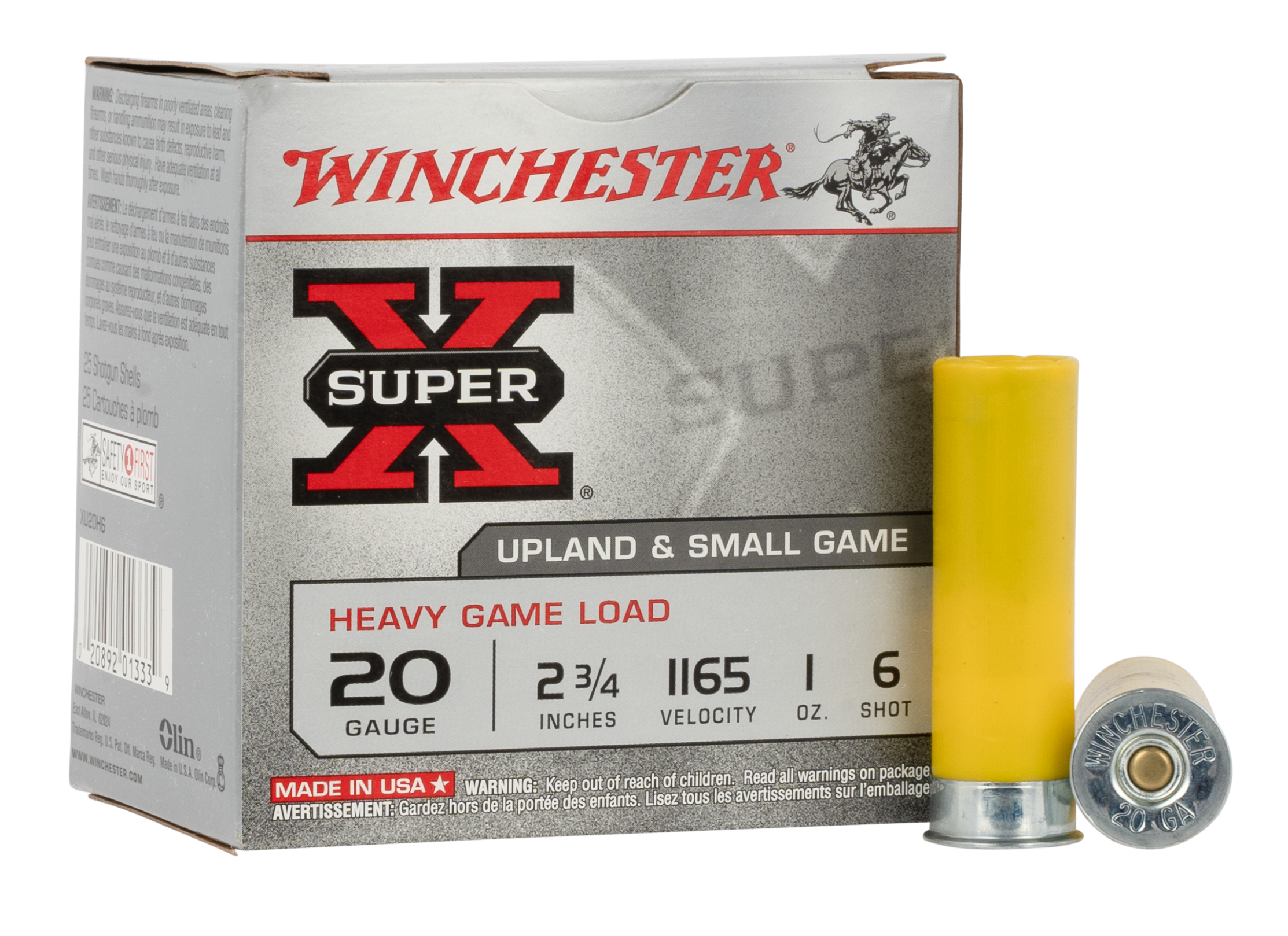 Winchester Super-X Heavy Game Load Ammunition 20 Gauge 2-3/4" 1 oz #6 Shot Box of 25