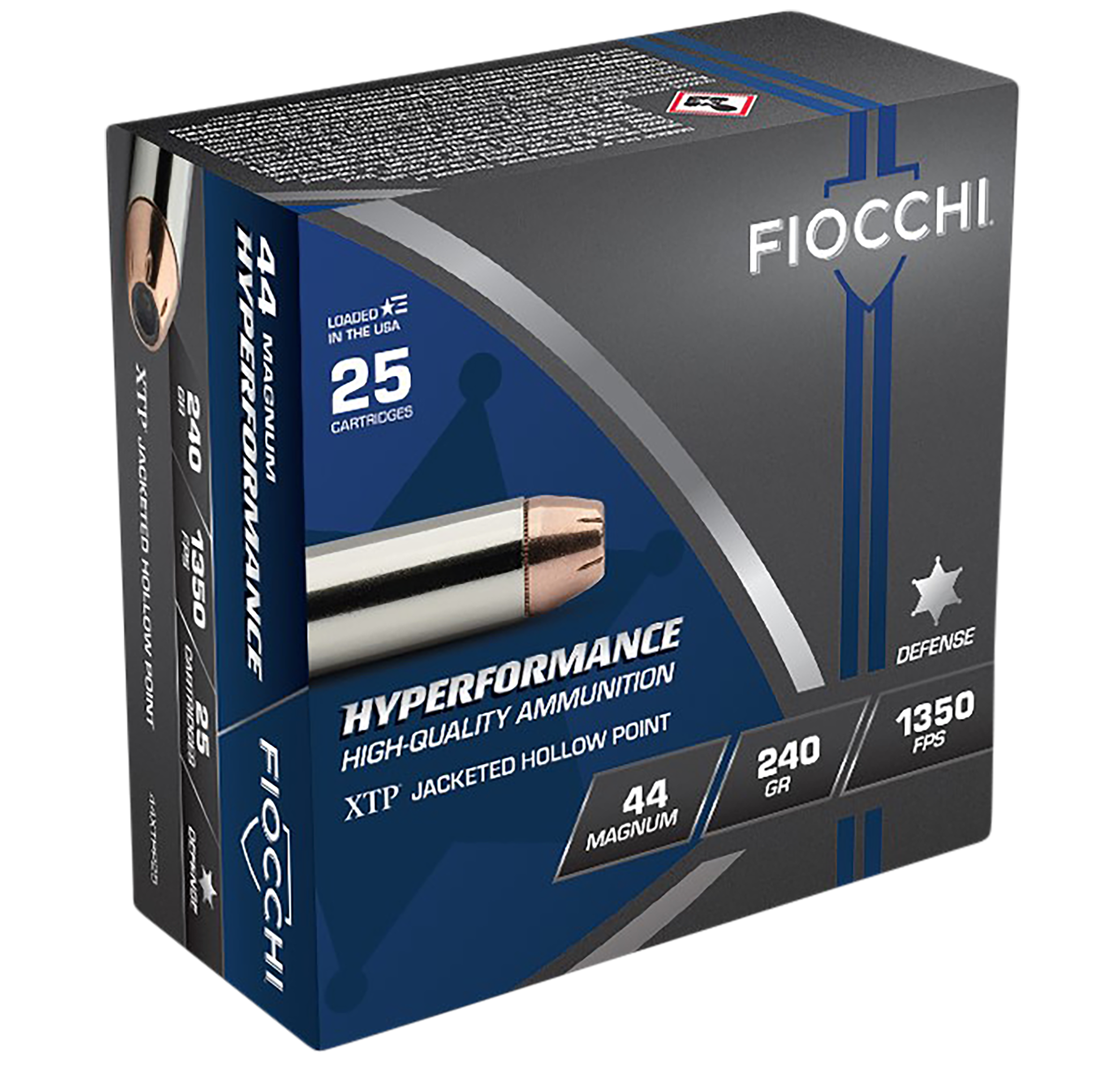 Fiocchi 44XTP25 Hyperformance Defense 44 Rem Mag 240 gr Hornady XTP Hollow Point 25 Per Box/ 20 Cs