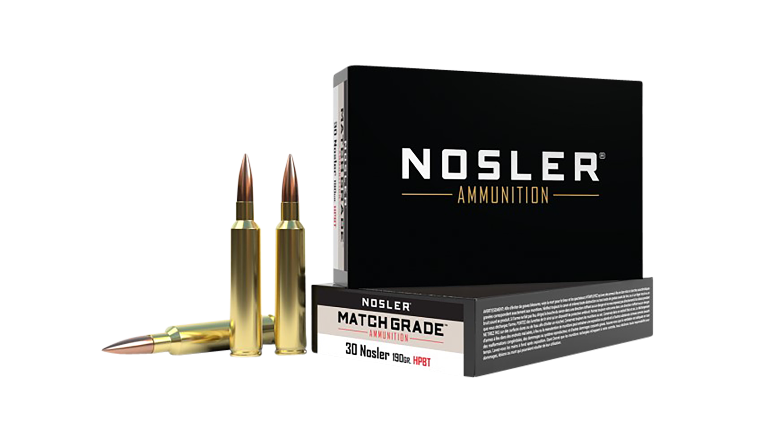 Nosler Match Grade Ammunition 30 Nosler 190 Grain Custom Competition Hollow Point Boat Tail 20RD