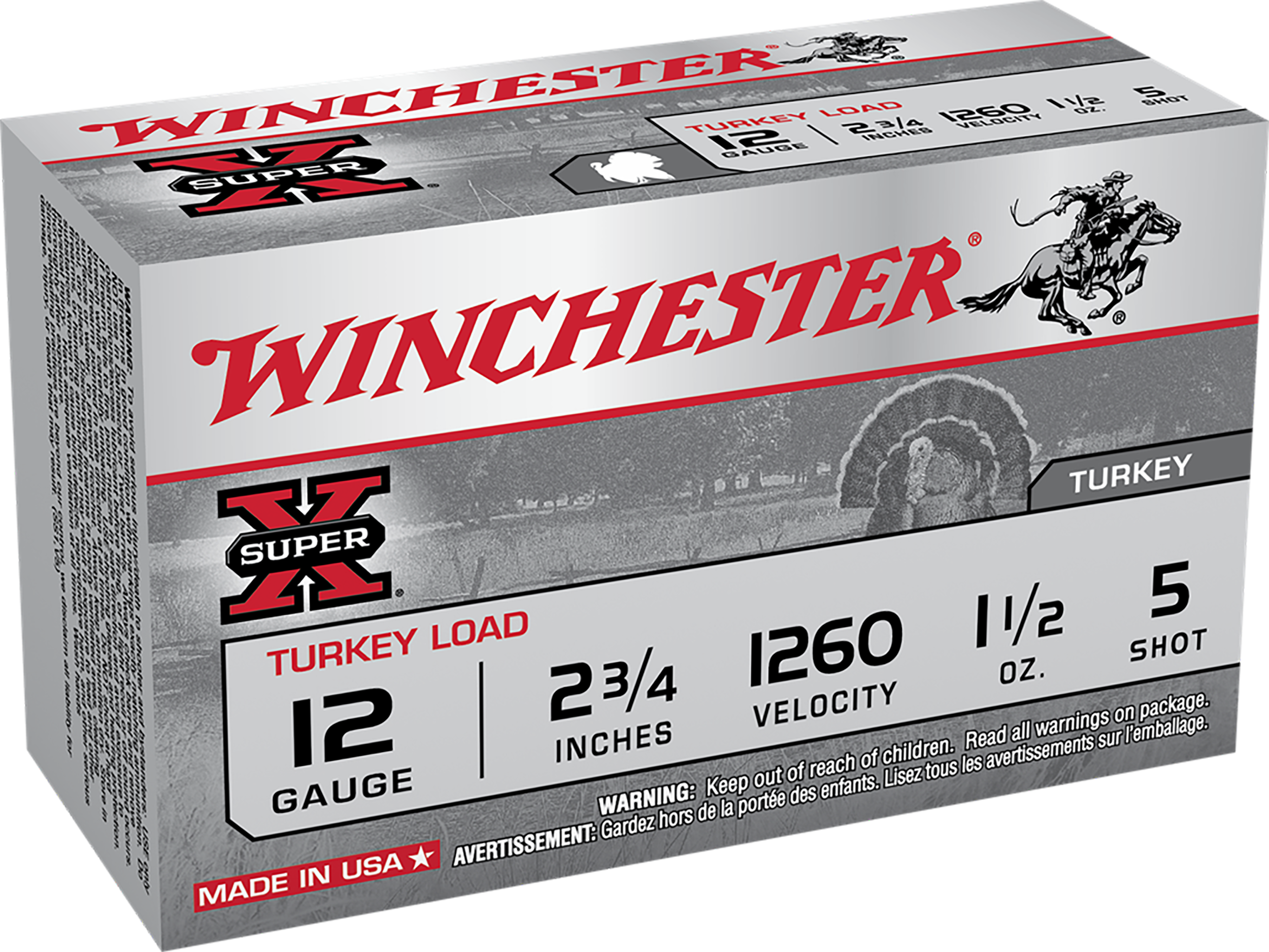 Winchester Super-X Turkey Ammunition 12 Gauge 2-3/4" 1-1/2 oz #5 Copper Plated Shot Box of 10