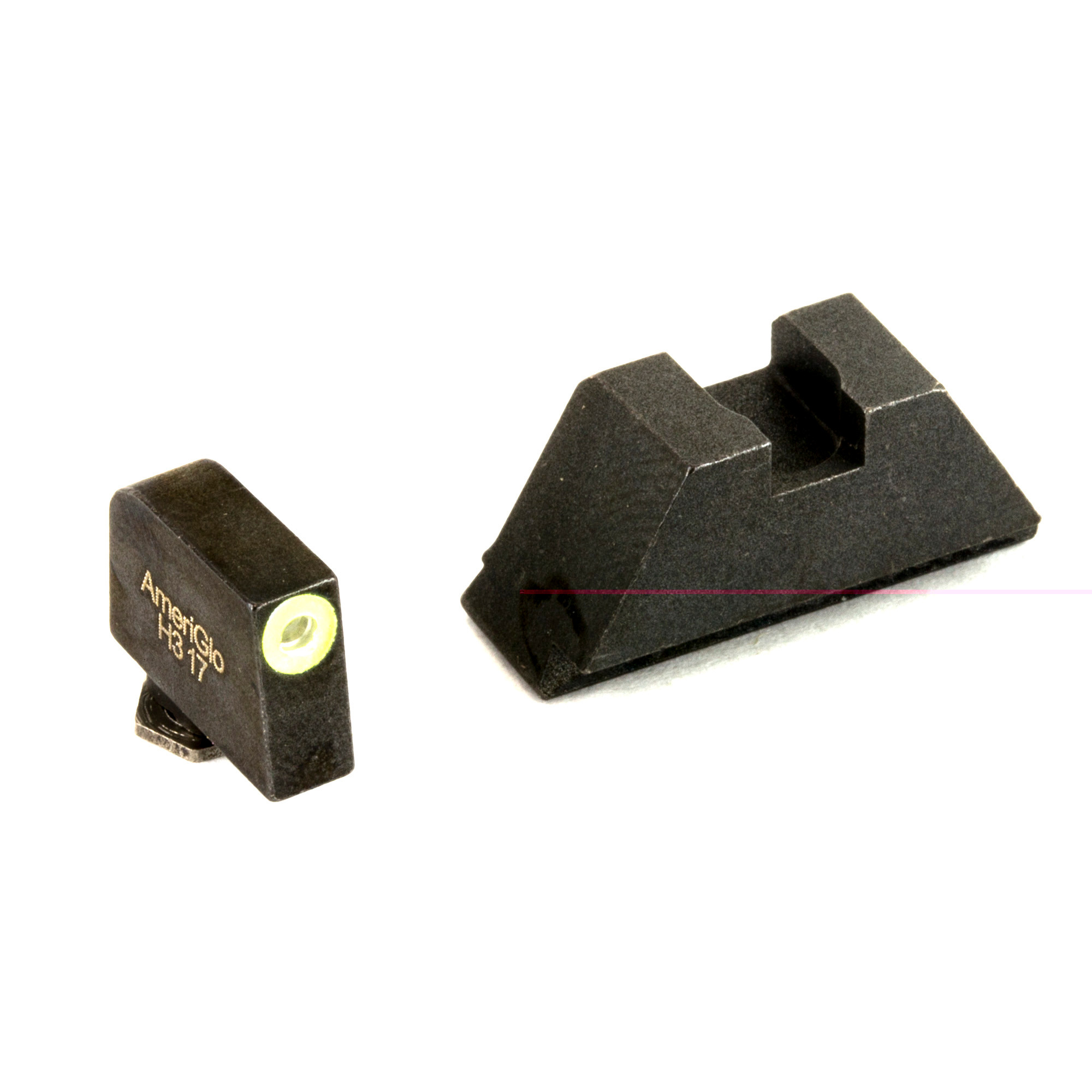 AmeriGlo GL611 Optic Compatible Sight Set for GlockBlack | XL Tall Green Tritium with Lumigreen Outline Front Sight XL Tall Black Rear Sight
