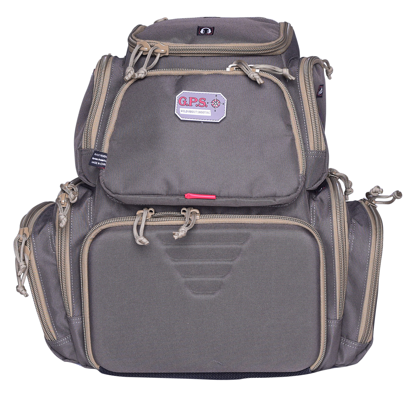 GPS Bags 1711BPRK Handgunner Backpack 1000D Nylon Rifle Green with Khaki Trim Foam Cradle Holds 4 Medium Handguns, Mag Pockets, Pull-Out Rain Cover & Visual ID Storage System