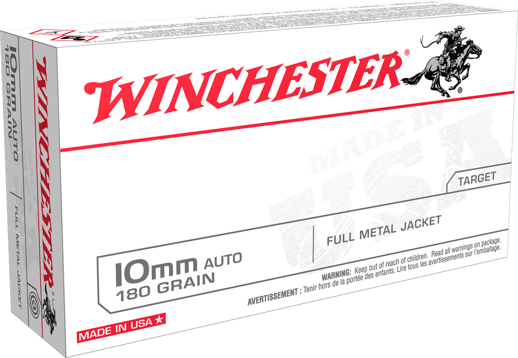Winchester Ammo USA10MM USA Target 10mm Auto 180 gr Full Metal Jacket Flat Nose (FMJFN) 20 Per Box/ 10 Cs