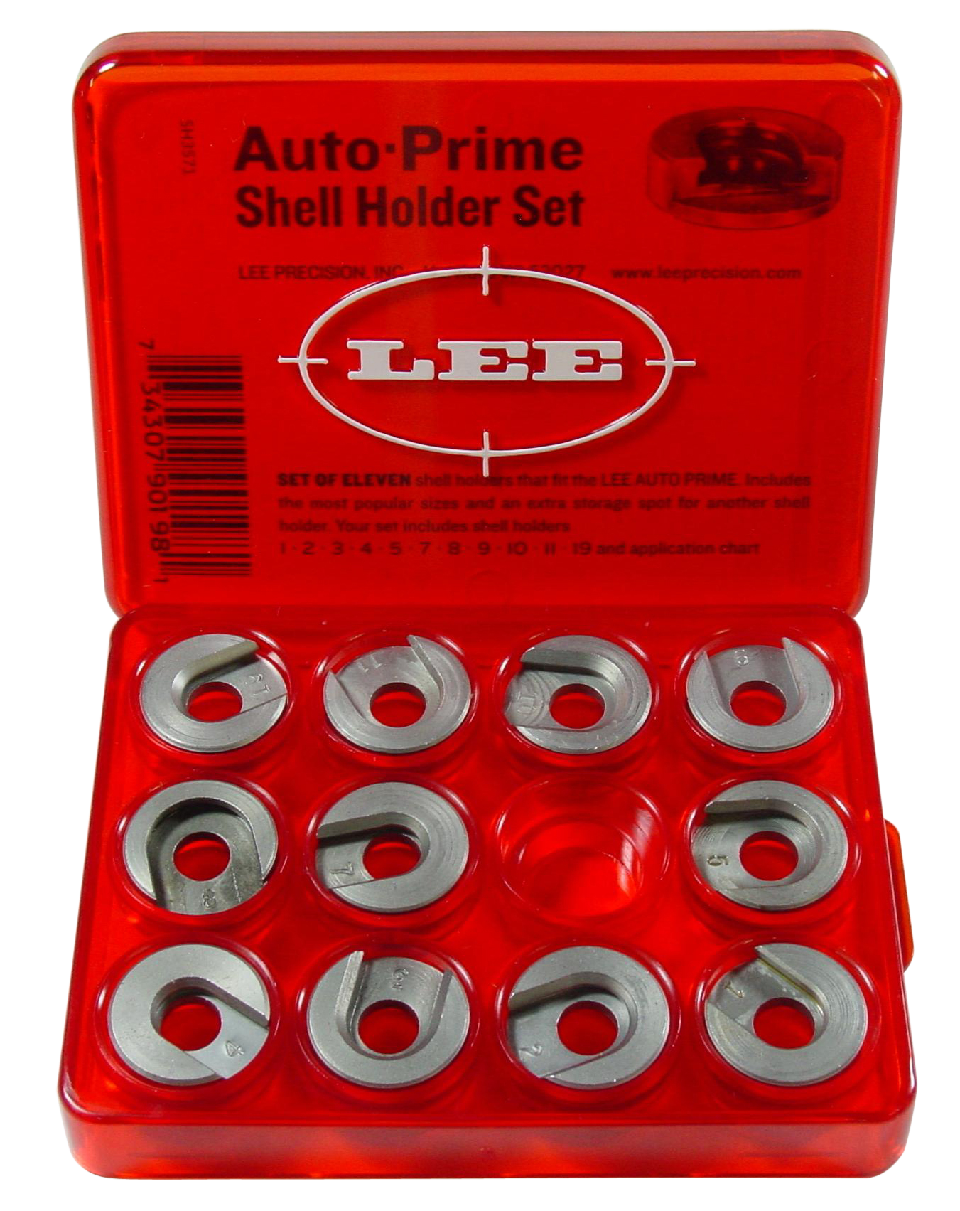 Lee 90196 Shell Holder Box 1 Pistol|Rifle Holds 12 Shellholders