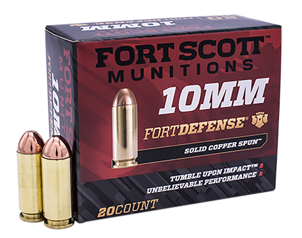 Fort Scott Munitions 10MM124SCV Tumble Upon Impact (TUI) Fort Defense 10mm Auto 125 gr Solid Copper Spun (SCS) 20rd Bx