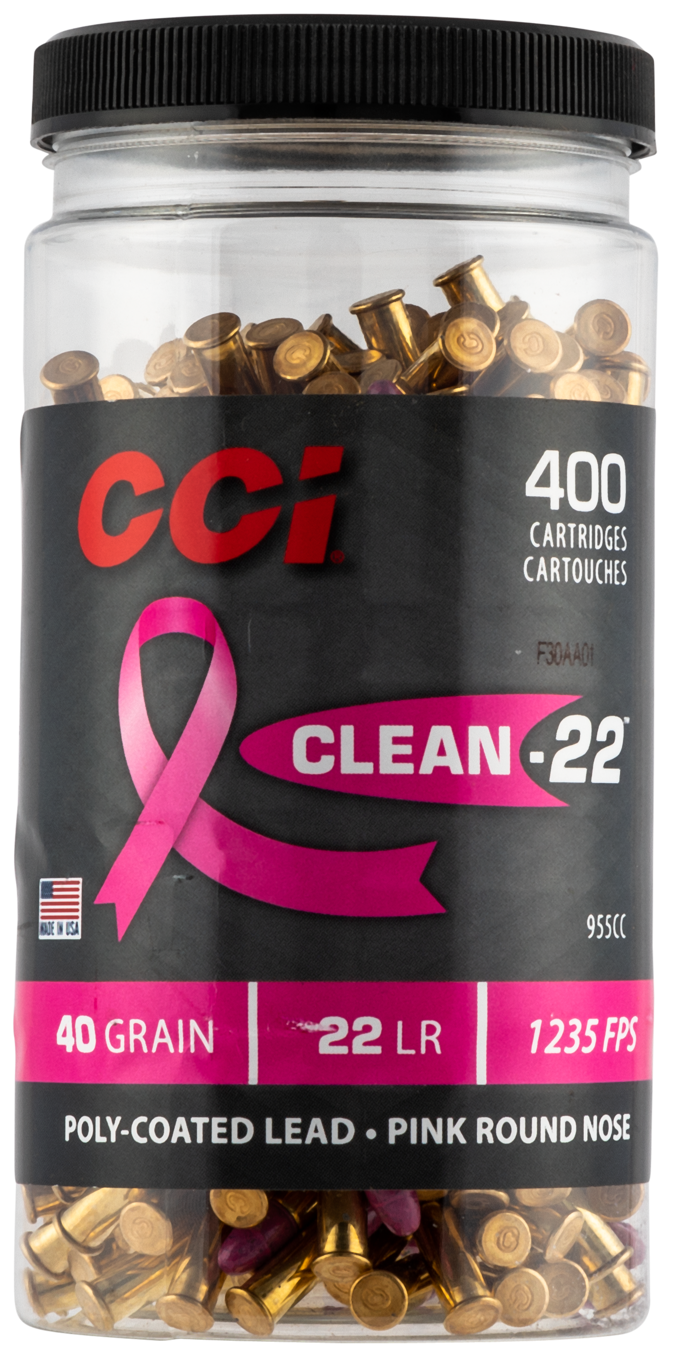 CCI 955CC Clean-22 Rimfire 22 LR 40 gr Lead Round Nose (LRN) 400 Per Box/ 8 Cs