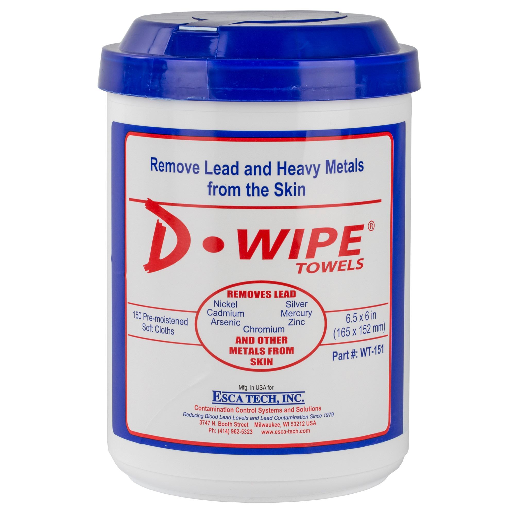 ESCA Tech WT150 D-Wipe Disposable Towels 6x6.5 in. 150 per Canister|8 per Case in.