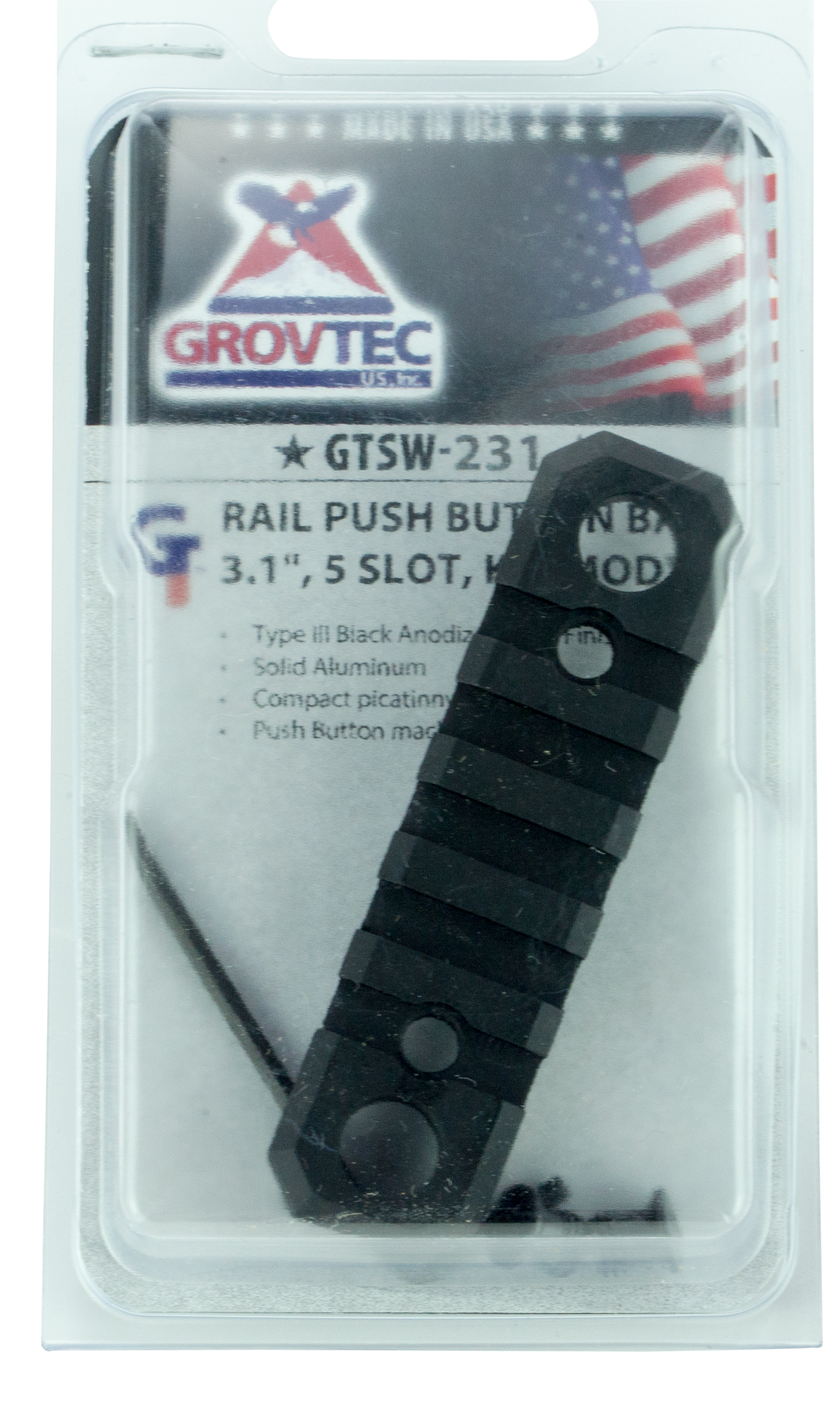 GrovTec US Inc GTSW231 M1913 Picatinny RailRifle AR-Platform KeyMod 3.10" Black Anodized