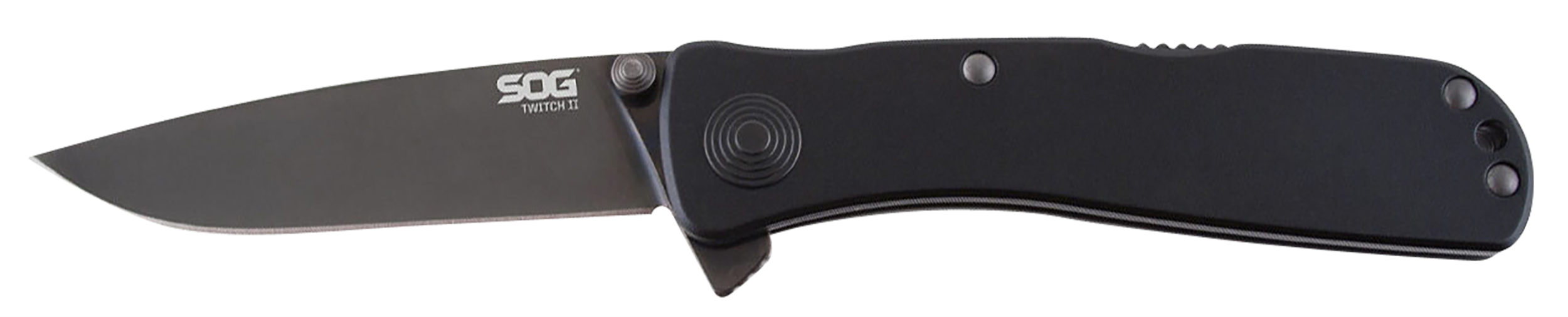 S.O.G SOGTWI12CP Twitch II 2.65" Folding Plain Black Hardcased TiCN AUS-8A SS Blade Black Anodized Aluminum Handle Includes Pocket Clip