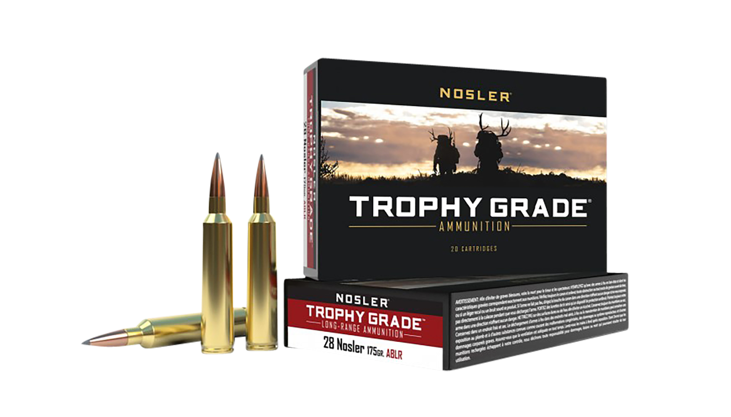 Nosler Trophy Grade Ammunition 28 Nosler 175 Grain AccuBond Long Range 20RD