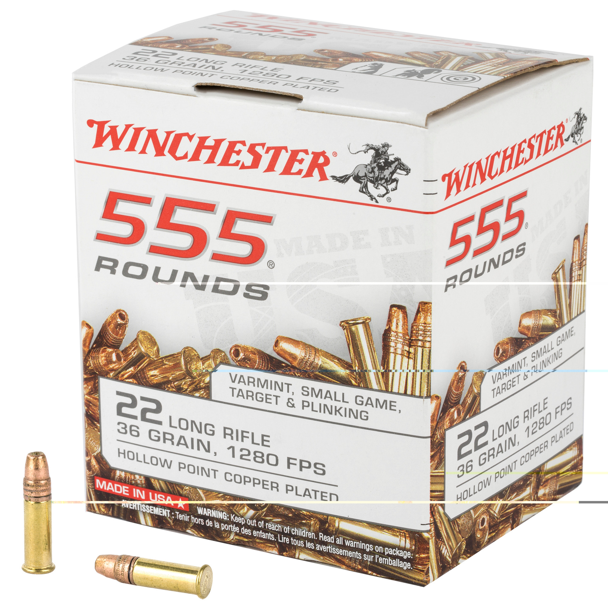 Winchester Ammunition 22 Long Rifle 36 Grain Plated Lead Hollow Point