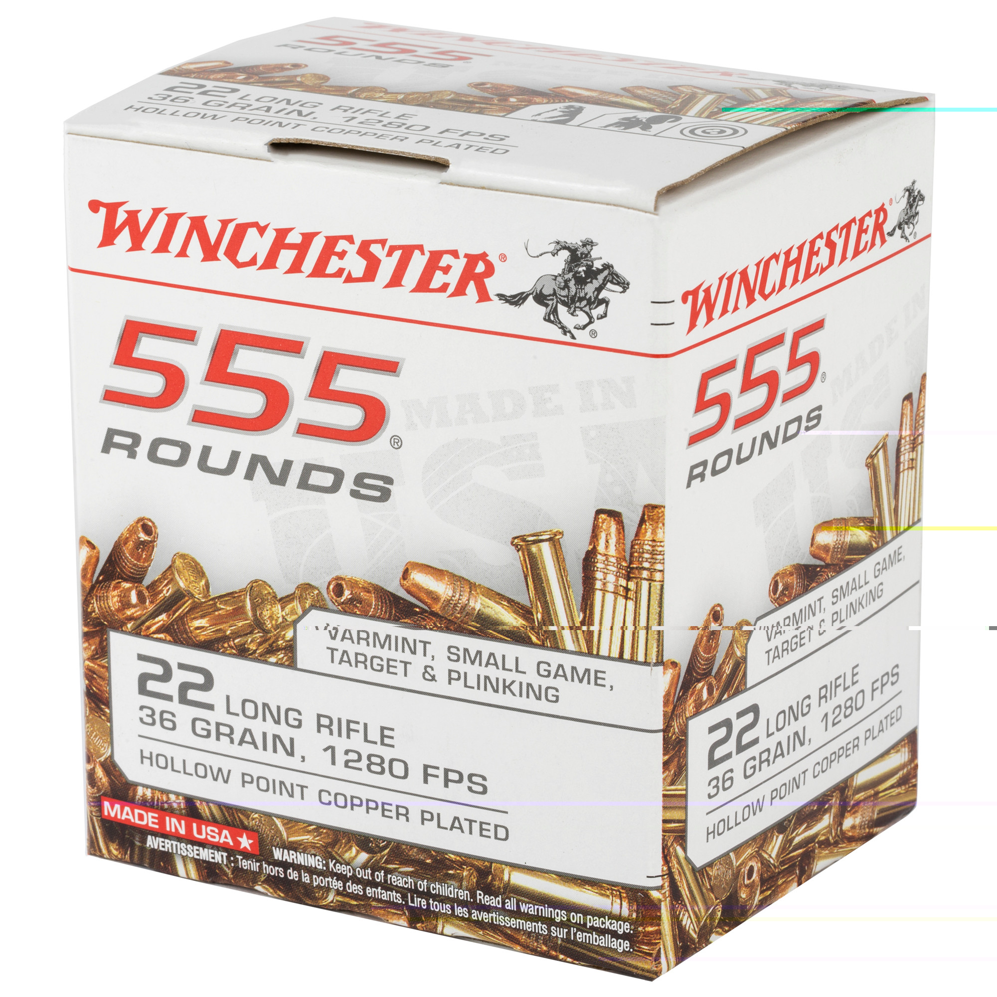 Winchester Ammunition 22 Long Rifle 36 Grain Plated Lead Hollow Point