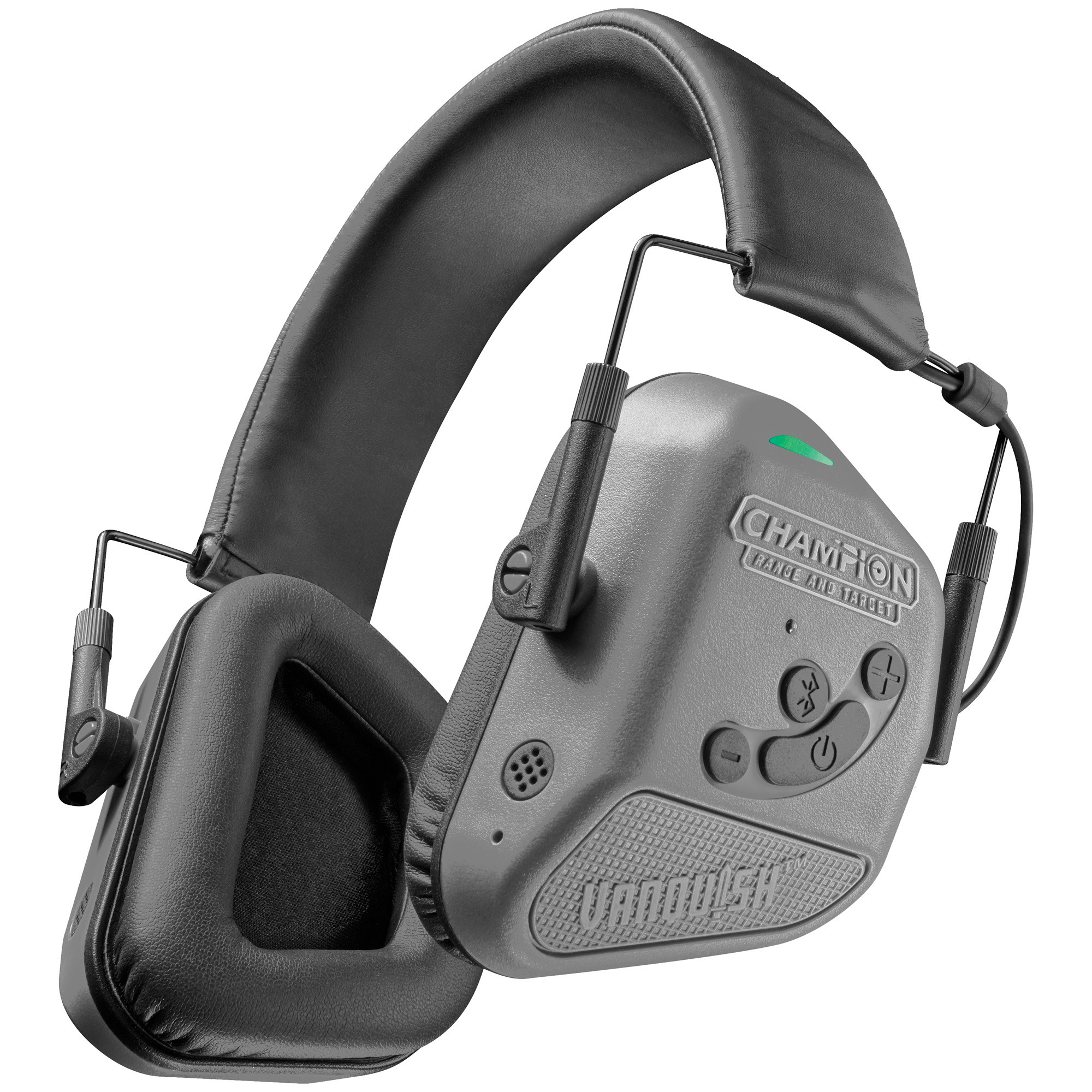 Champion Targets 40980 Vanquish Pro Electronic Hearing Muff Over the Head Gray Ear Cups with Black Headband with Bluetooth for Adults