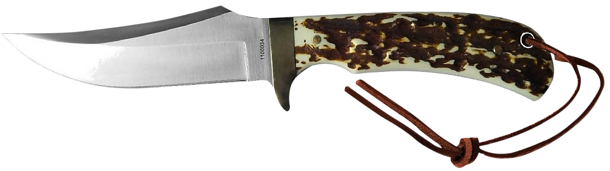 Uncle Henry old 1100035 Next Gen Staglon4.25" Skinner Plain Satin Stainless Steel Blade 4.25" Staglon Handle Features Brass Finger Guard Includes Sheath