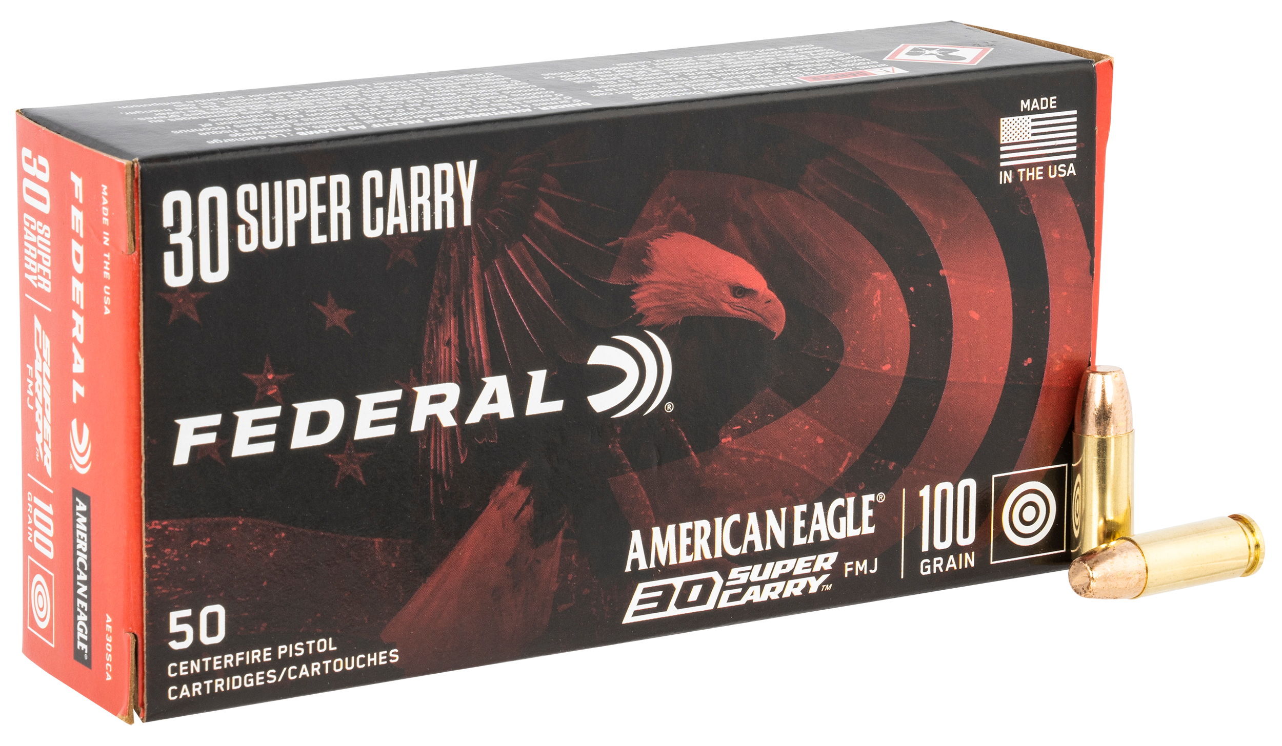 Federal American Eagle Ammunition 30 Super Carry 100 Grain Full Metal Jacket Box of 50