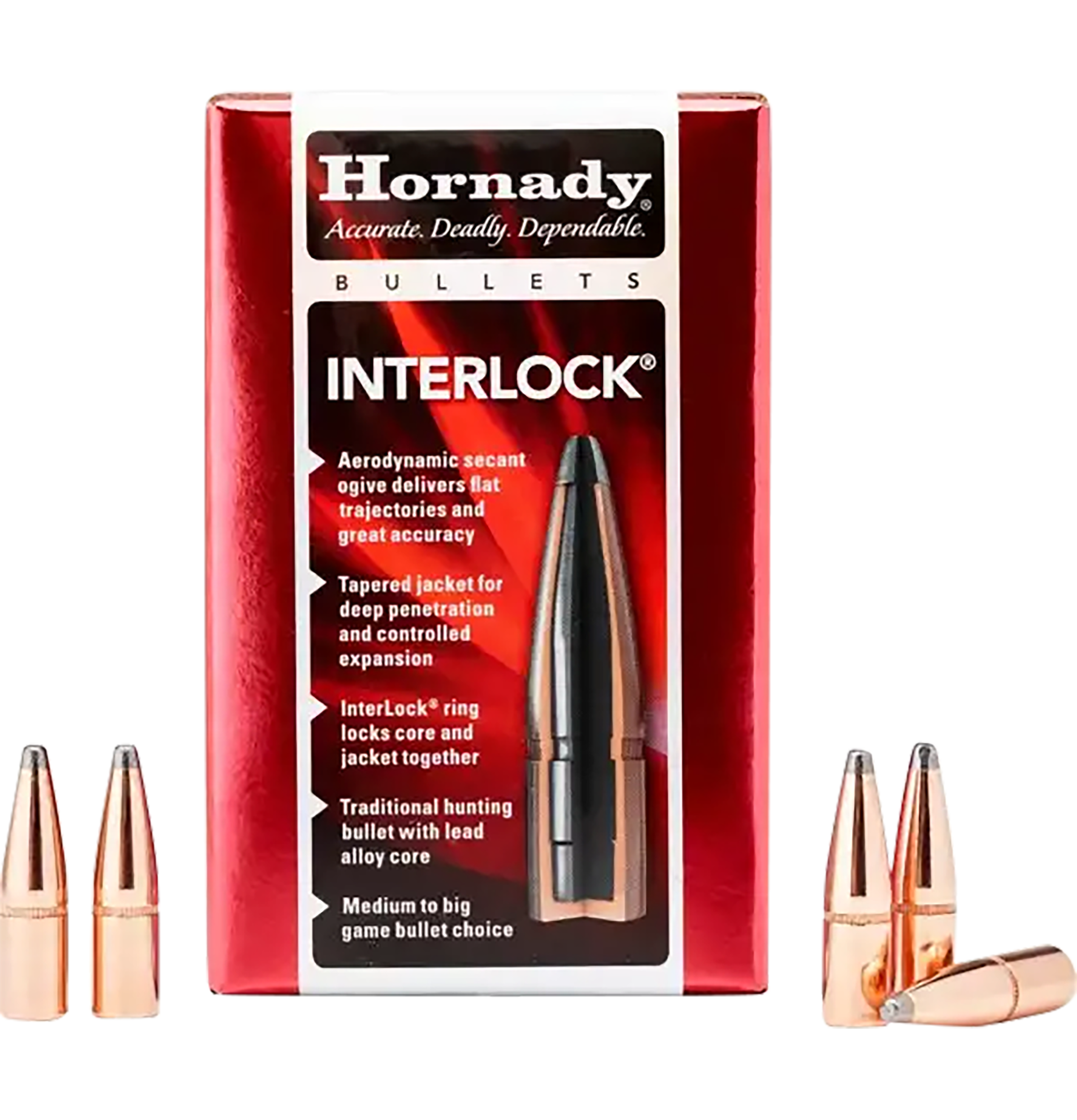 Hornady InterLock Bullets 35 Caliber (358 Diameter) 200 Grain Round Nose Box of 100