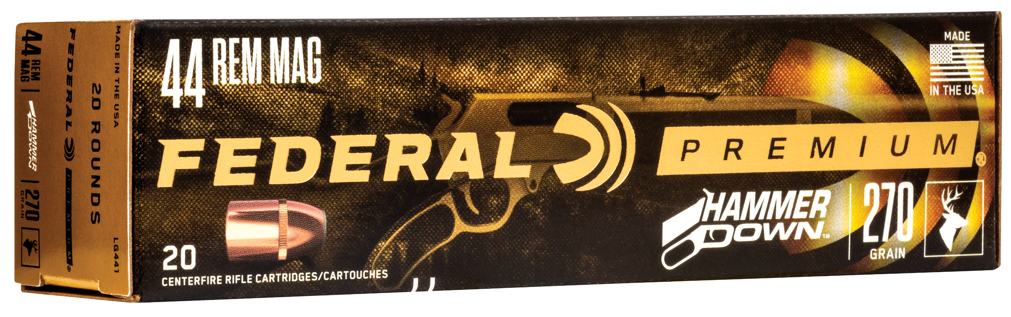 Federal Premium HammerDown Ammunition 44 Remington Magnum 270 Grain Bonded Soft Point 20RD