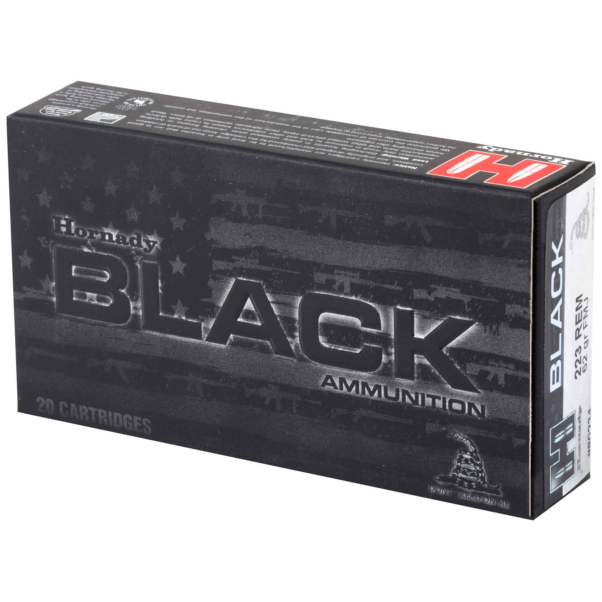 Hornady BLACK Ammunition 223 Remington 62 Grain Full Metal Jacket 20RD