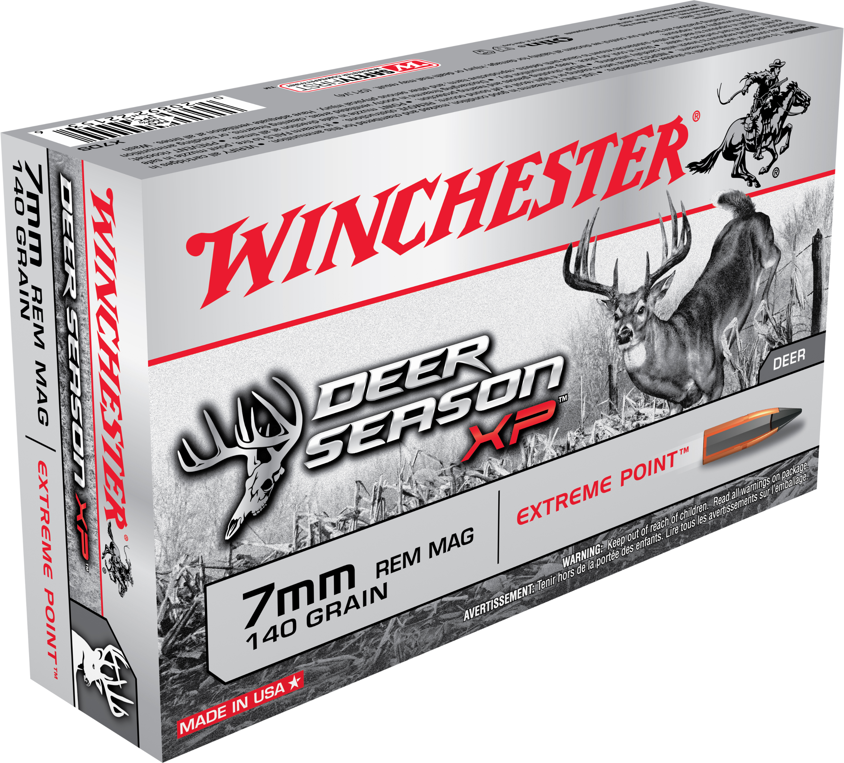 Winchester Ammo X7DS Deer Season XP Hunting 7mm Rem Mag 140 gr Extreme Point 20 Per Box/ 10 Cs