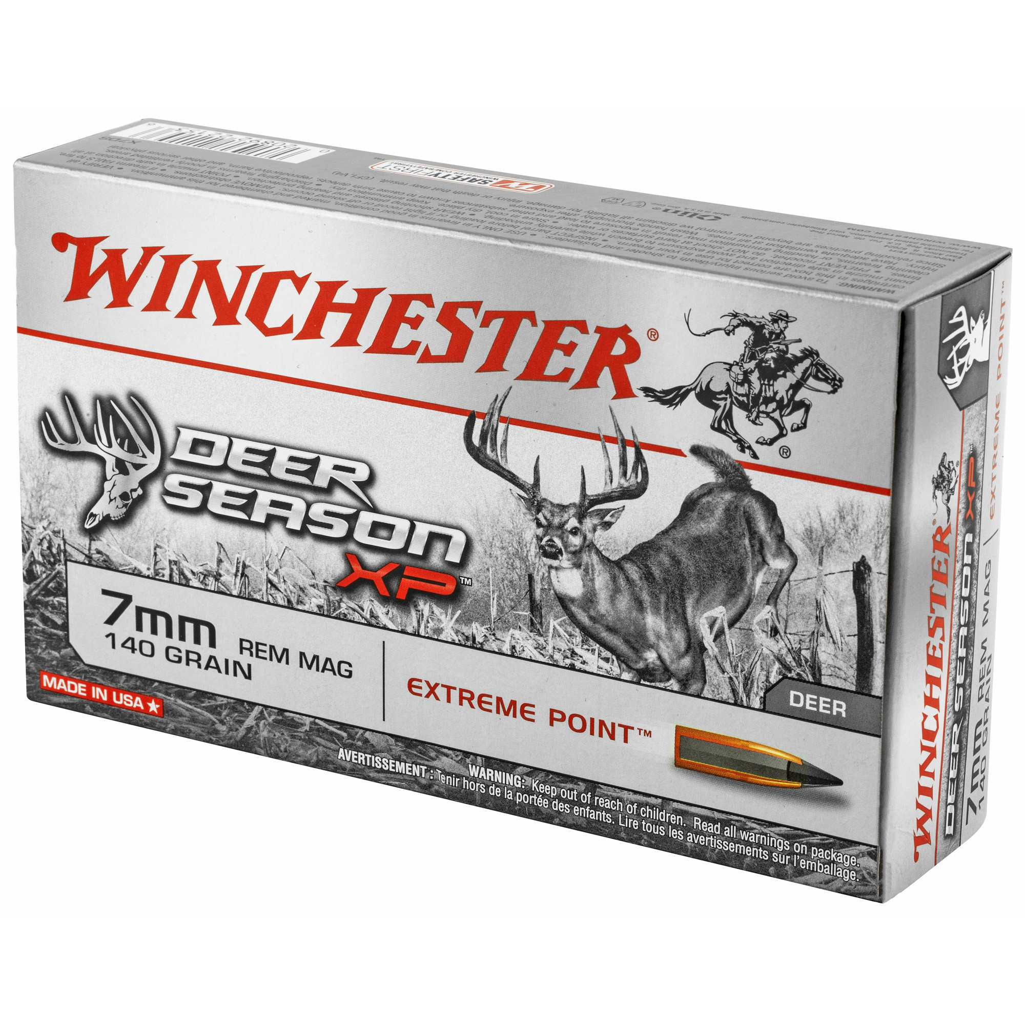 Winchester Ammo X7DS Deer Season XP Hunting 7mm Rem Mag 140 gr Extreme Point 20 Per Box/ 10 Cs