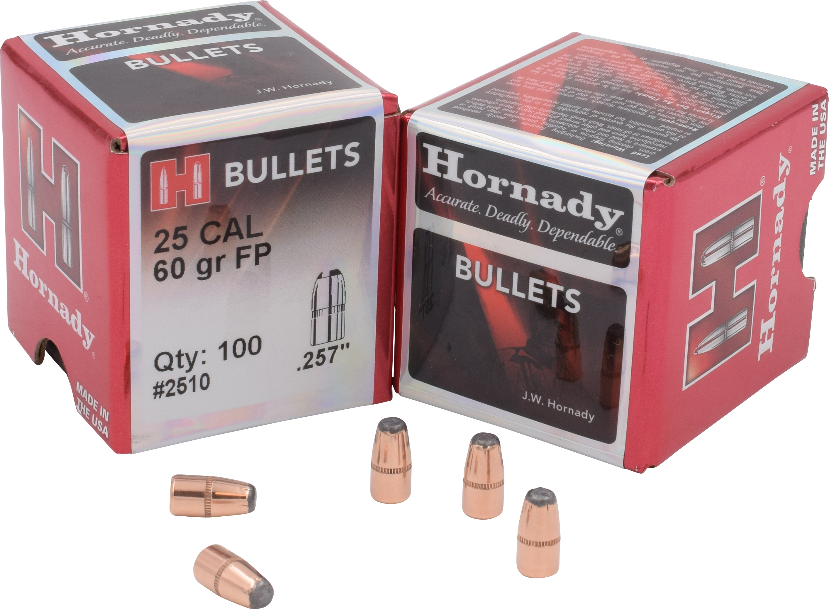 Hornady Bullets 25-20 WCF (257 Diameter) 60 Grain Jacketed Flat Nose Box of 100