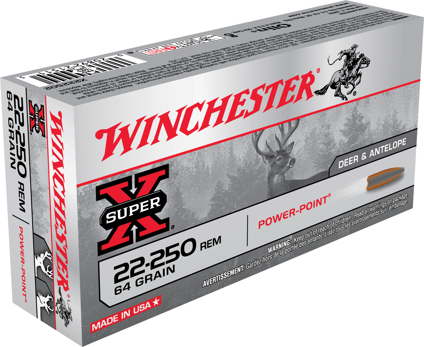 Winchester Ammo X222502 Super X22-250 Rem 64 gr Power-Point (PP) 20 Per Box/10 Cs