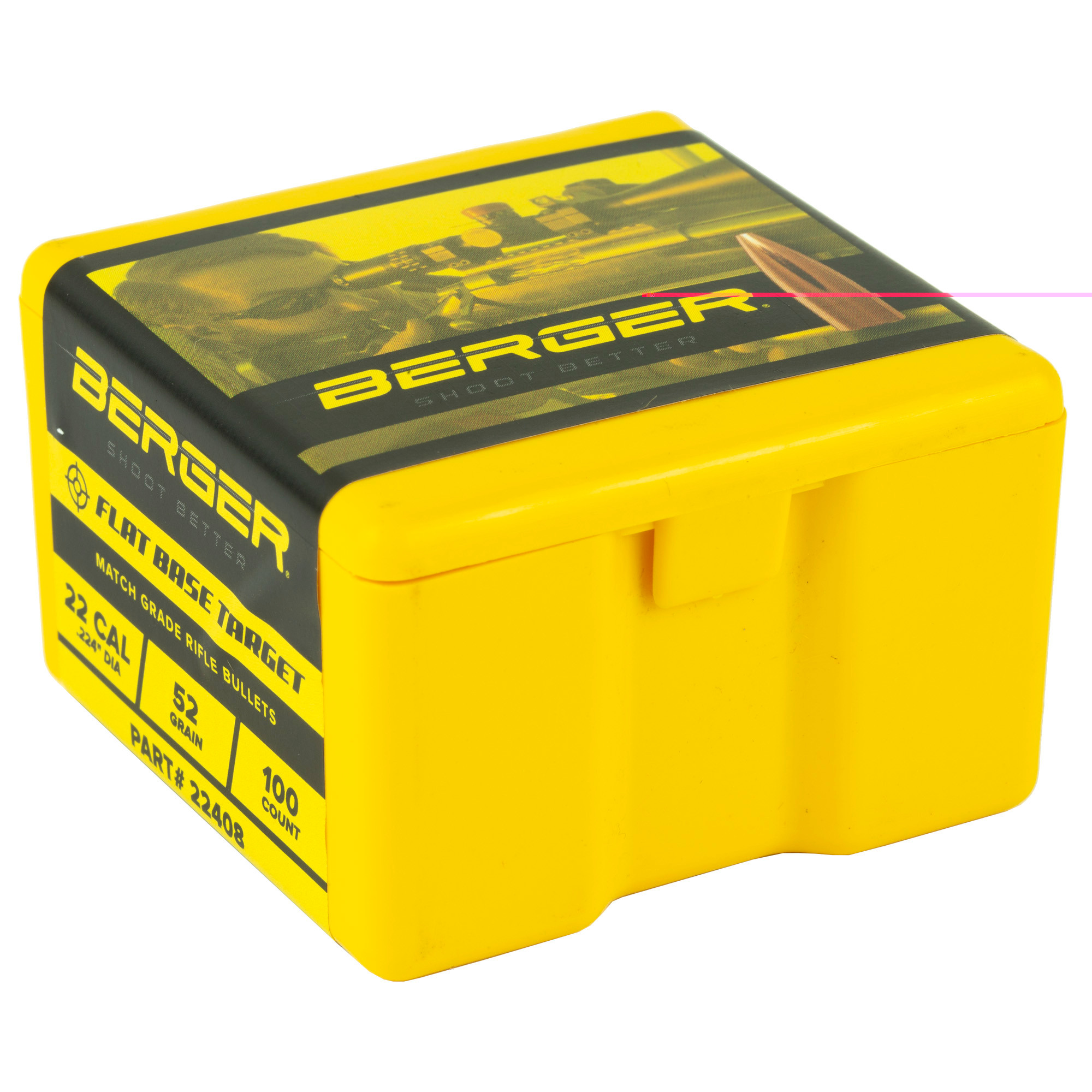 Berger Target Bullets 22 Caliber (224 Diameter) 52 Grain Hollow Point Flat Base