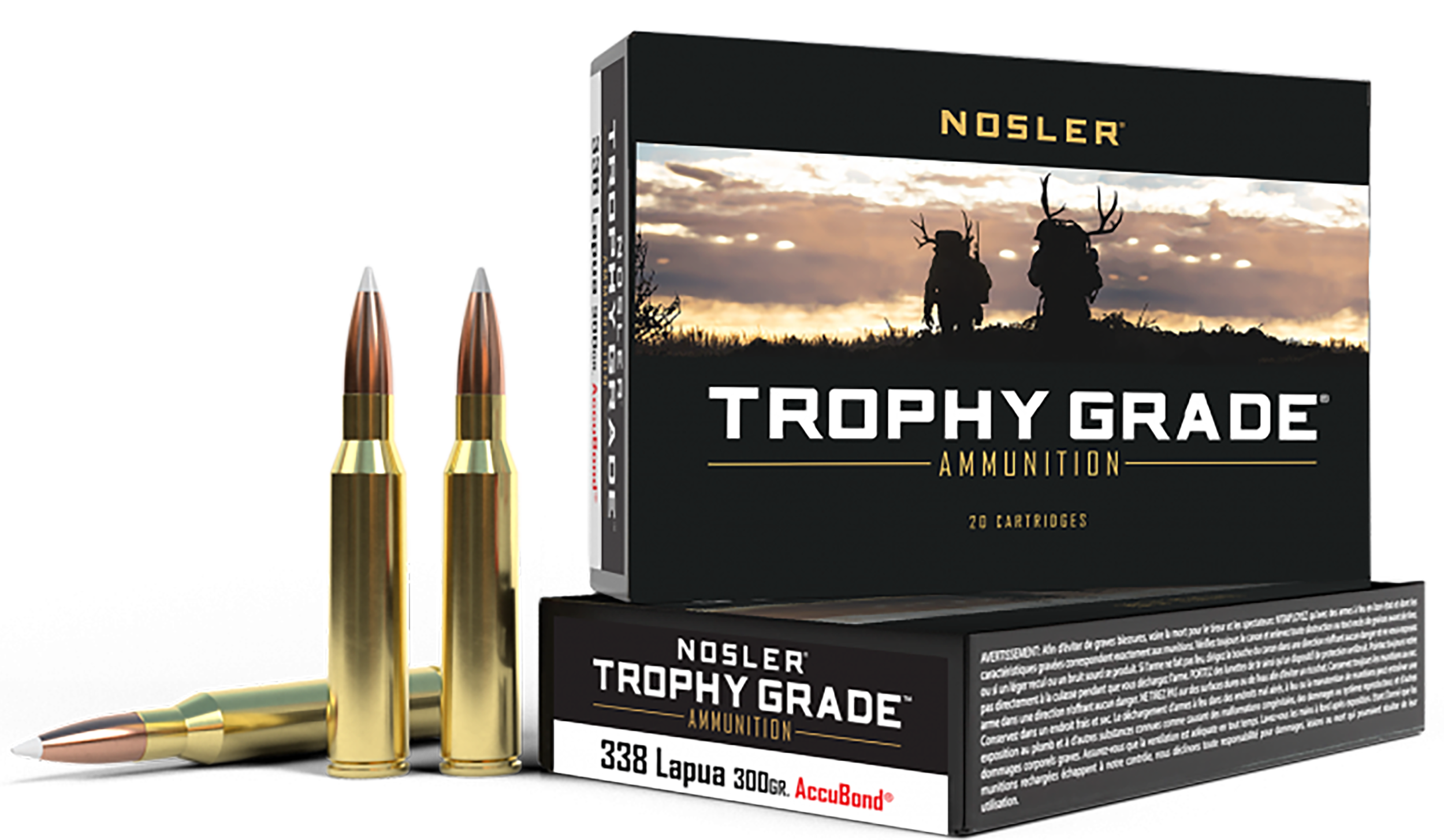 Nosler Trophy Grade Ammunition 338 Lapua Magnum 300 Grain AccuBond 20RD